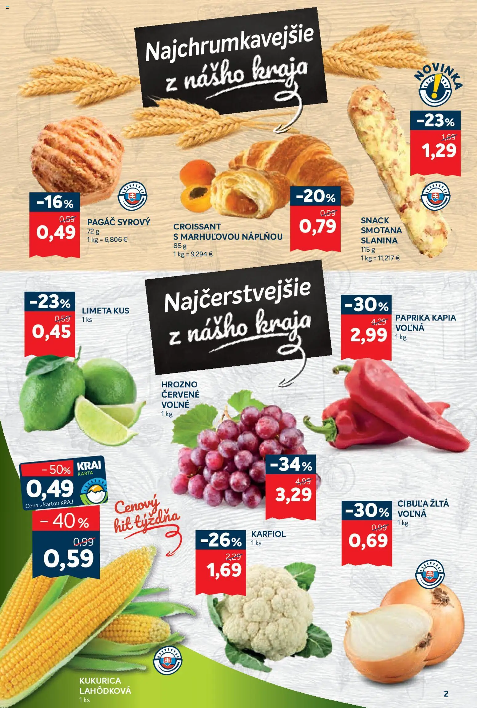 Nové Kraj akcie – leták je platný od 13.08.2026 | Strana: 2 | Produkty: Paprika, Karfiol, Cibuľa, Kápia