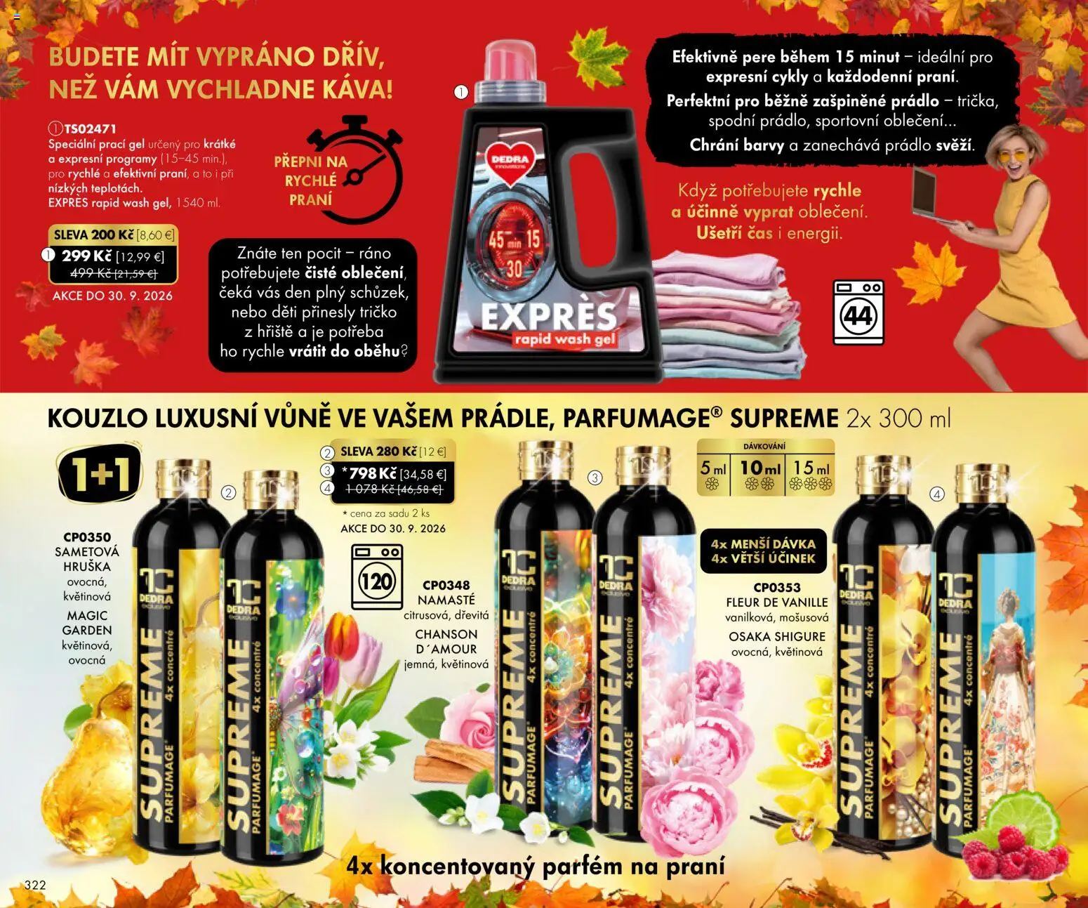 Nové Dedra akcie – leták je platný od 01.09.2026 | Strana: 22 | Produkty: Káva, Parfém, Prací gél, Tričko