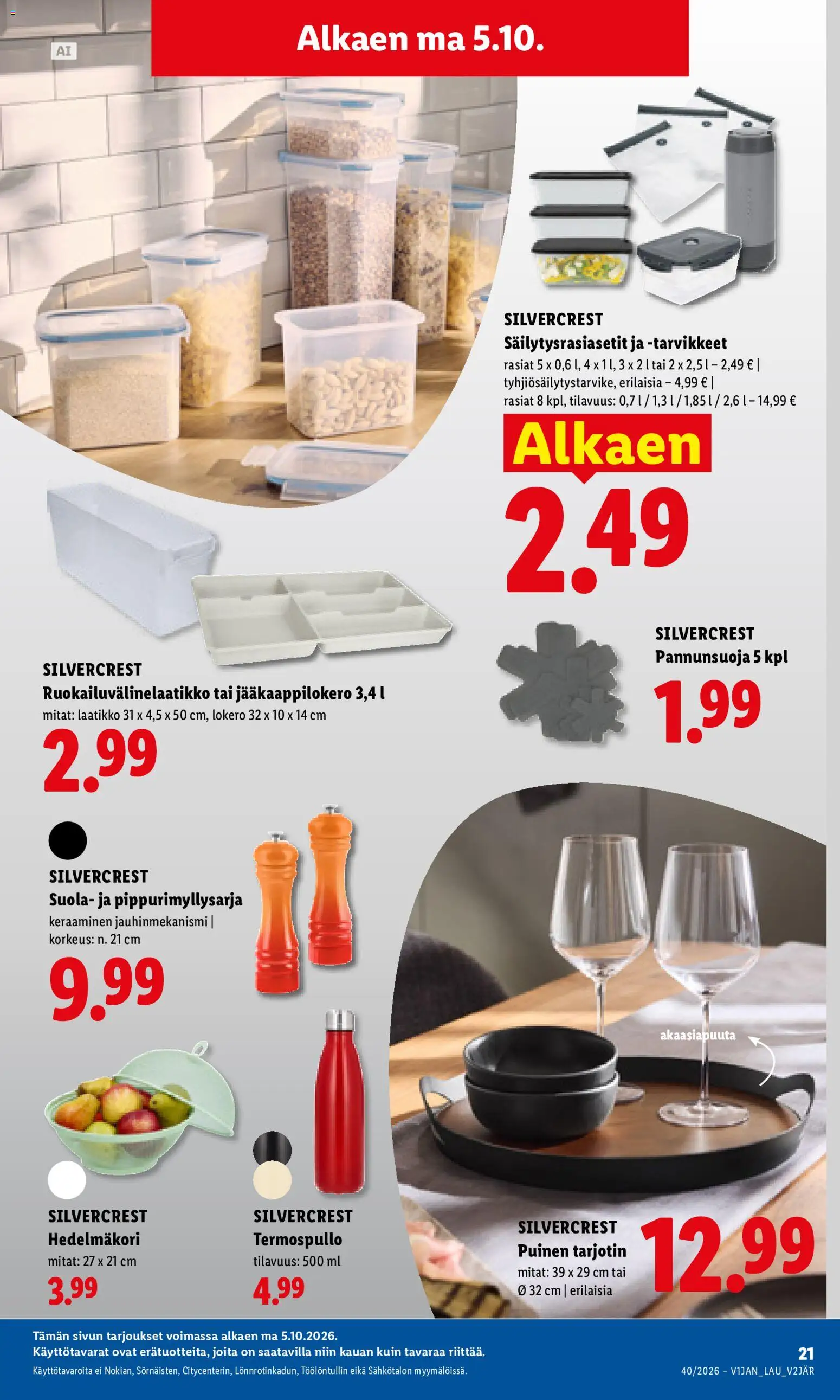 Lidl tarjoukset Vihti – voimassa 05/10/2026 alkaen | Sivu: 11 | Tuotteet: Laatikko, Suola, Tarjotin, Termospullo