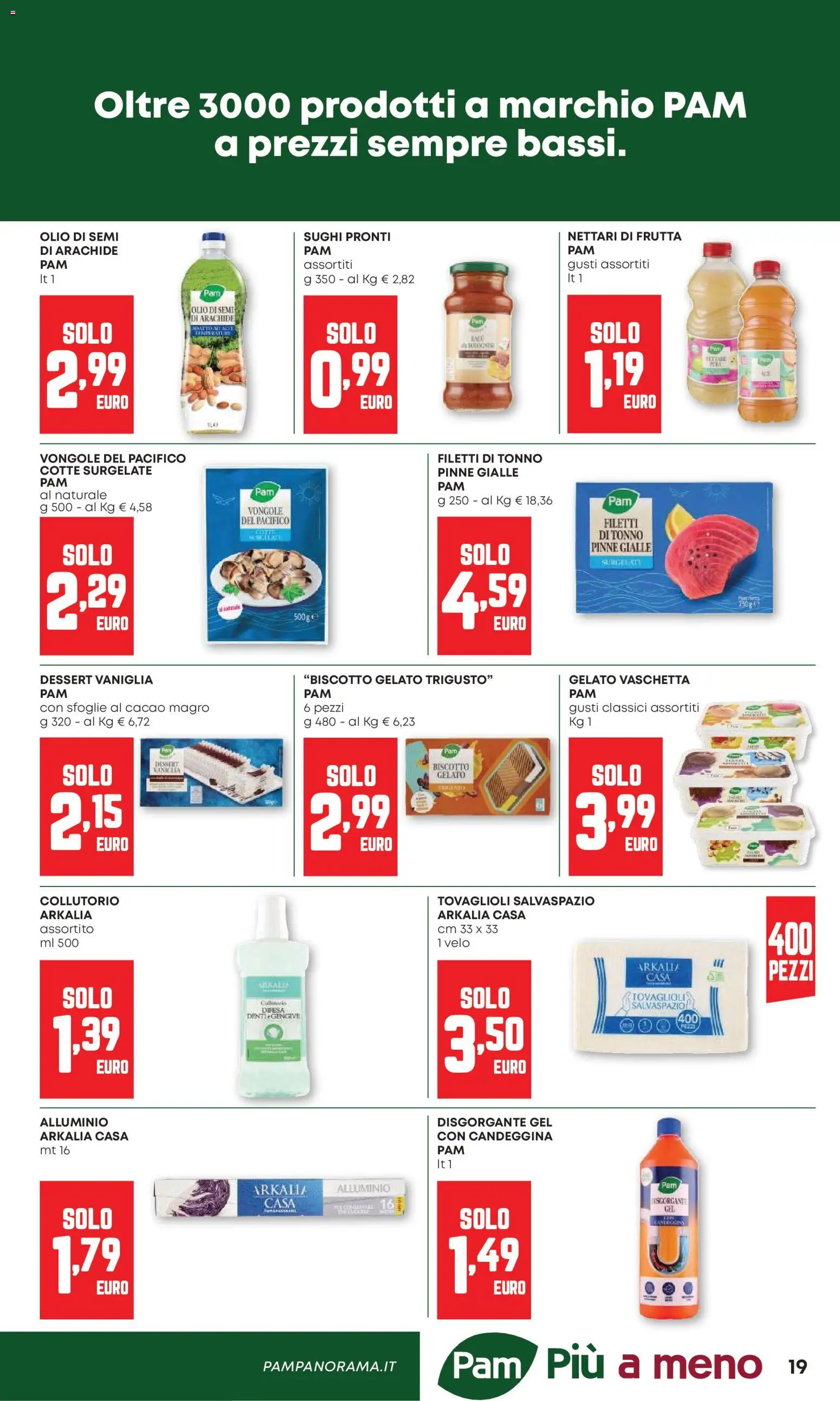 Volantino PAM del 04.06.2026 | Pagina: 19 | Prodotti: Collutorio, Candeggina, Gelato, Tonno