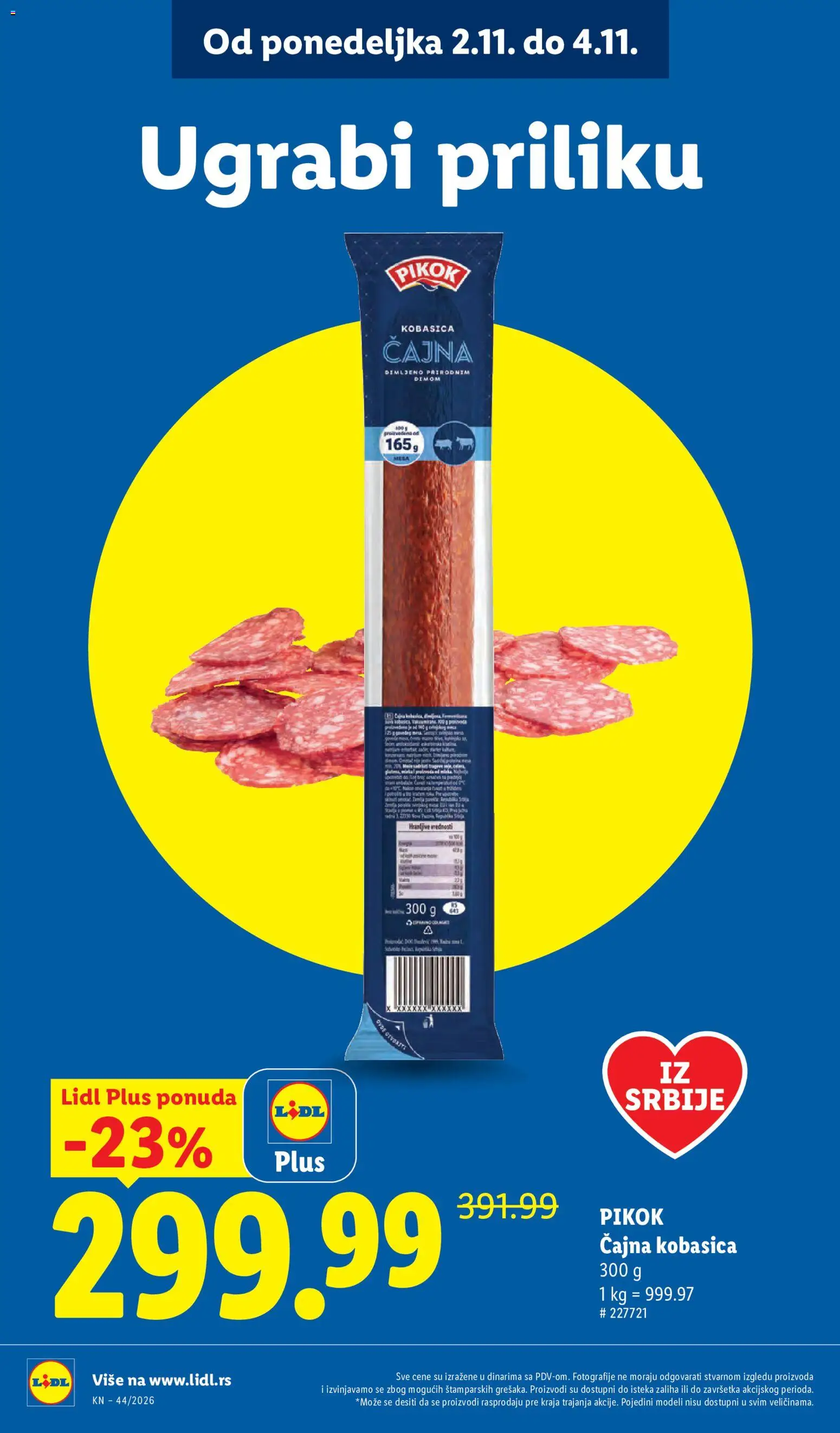 Lidl katalog - važi od 29.10.2026 | Strana: 16 | Proizvode: Kobasica