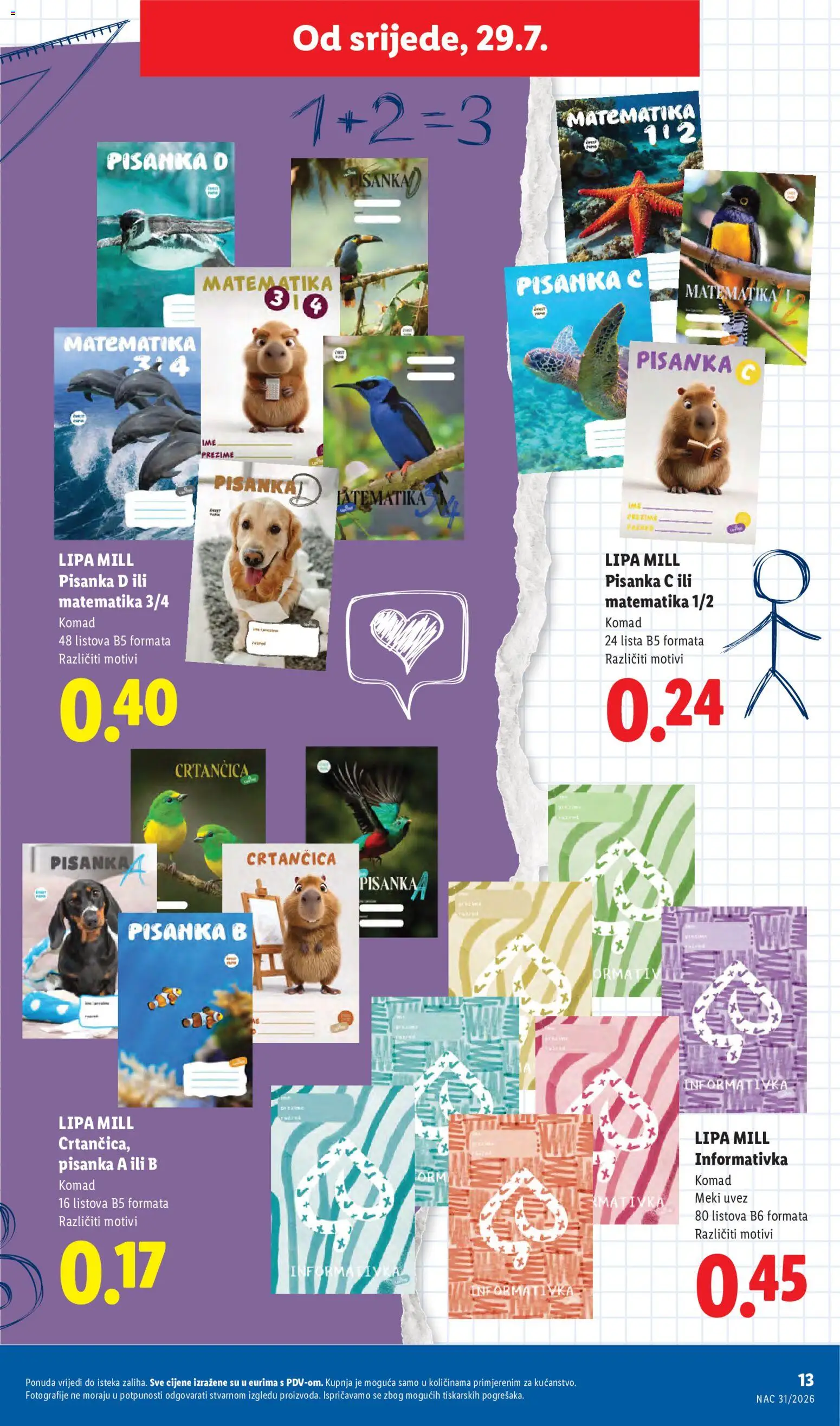 Lidl katalog | vrijedi od 29.07.2026 | Stranica: 13 | Proizvodi: Pisanka, Crtančica