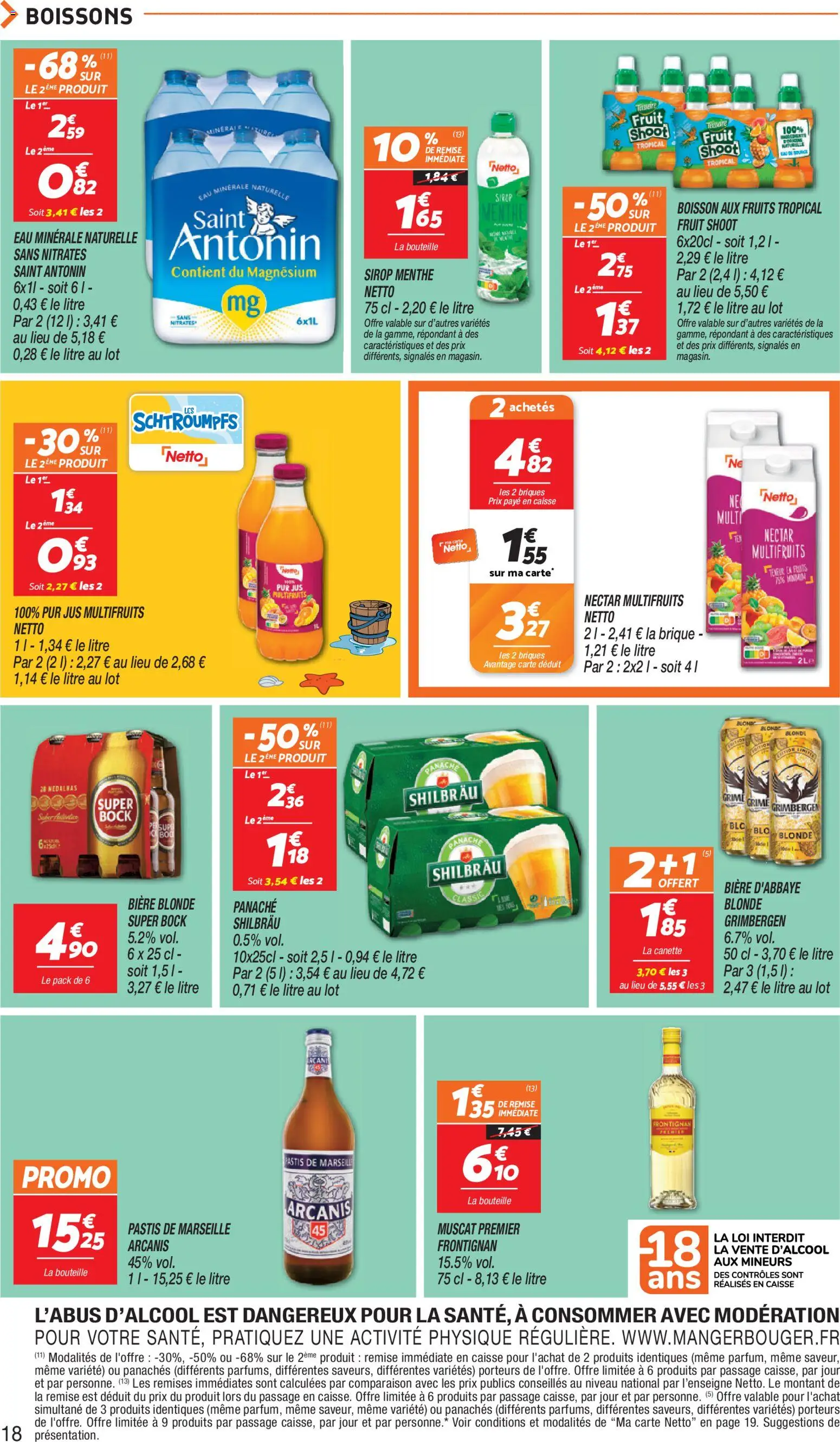 {H1} | Page: 18 | Produits: Pastis, Bière blonde, Jus, Bière