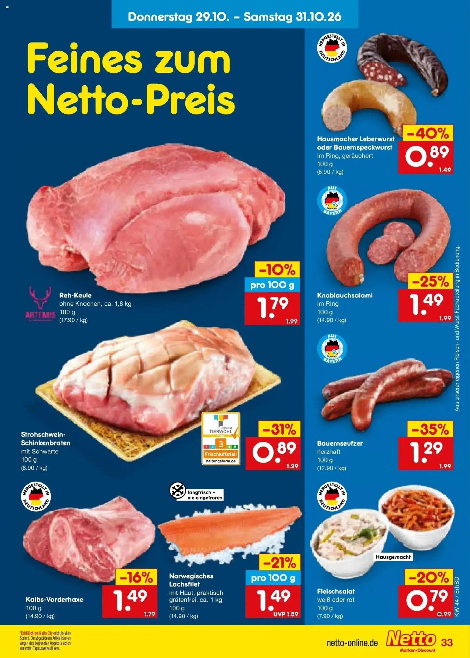 Netto Marken-Discount Prospekt Velden – gültig ab 26.10.2026 | Seite: 43 | Produkte: Fleisch