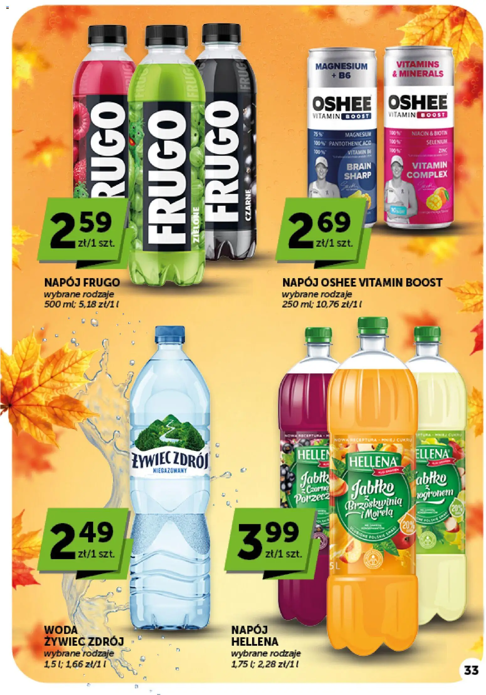 Groszek gazetka od 15.10.2026 | Strona: 33 | Produkty: Woda żywiec, Woda Żywiec Zdrój, Oshee, Woda
