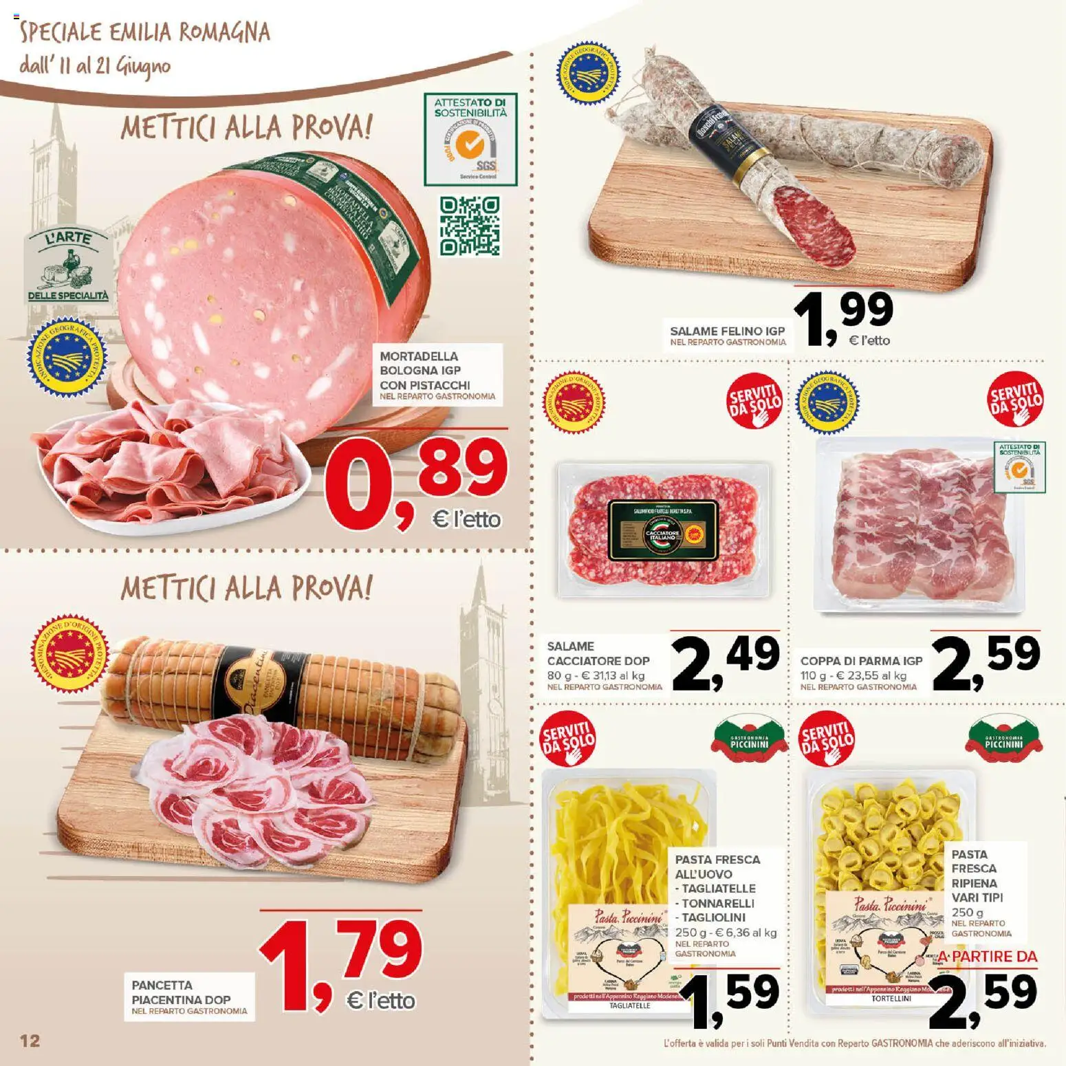 Volantino Todis del 11.06.2026 | Pagina: 12 | Prodotti: Salame, Tagliatelle, Pasta, Pistacchi