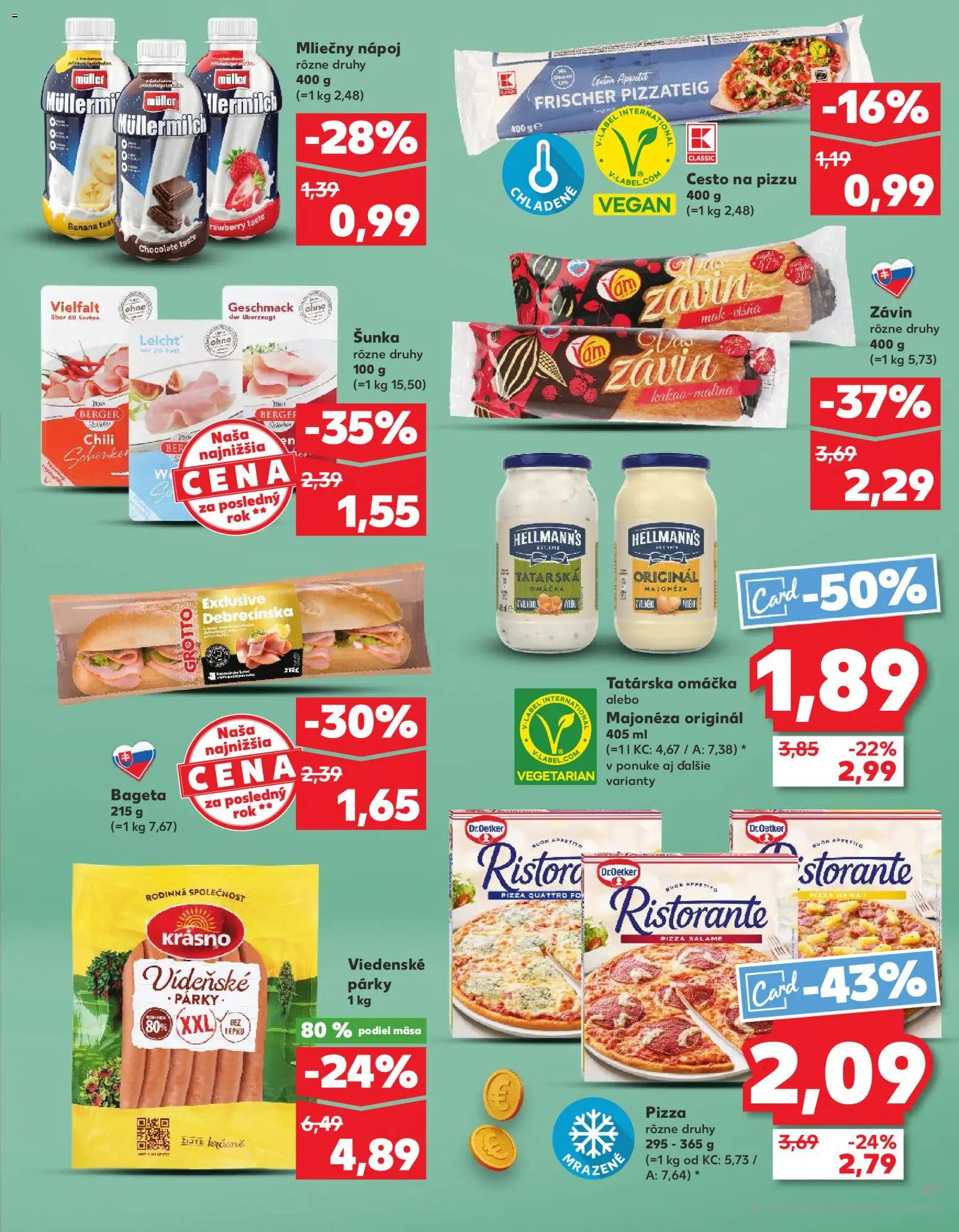 Nové Kaufland akcie – leták je platný od 09.04.2026 | Strana: 27 | Produkty: Šunka, Tatárska omáčka, Párky, Mak