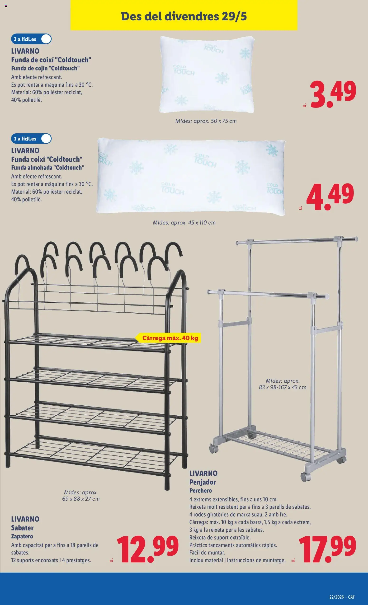 Lidl folleto de bazar │ válido desde el 25.05.2026 | Página: 33 | Productos: Perchero, Zapatero, Almohada, Cojín