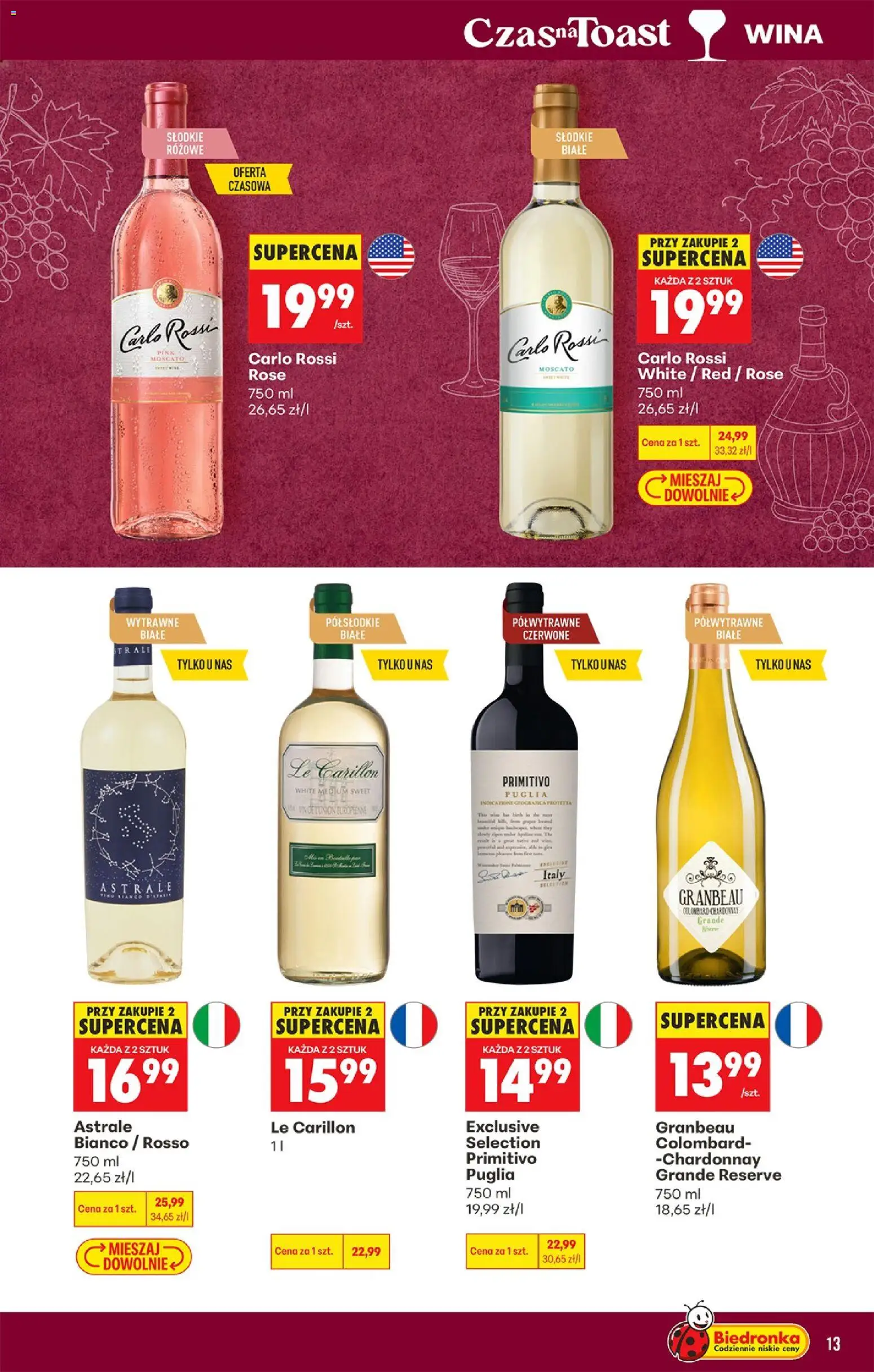 Biedronka Polsko leták - Czas na toast od 10.08.2026 | Strana: 13 | Produkty: Moscato, Primitivo
