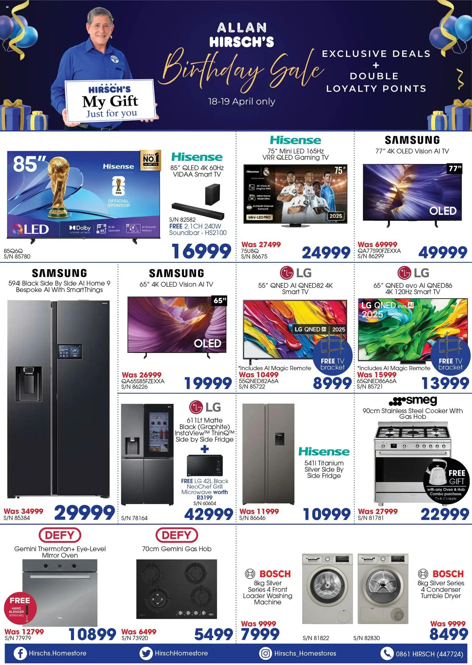 New Hirsch's catalogue – valid from 18.04.2026 | Page: 1 | Products: Hob, Grill, Fridge, Soundbar