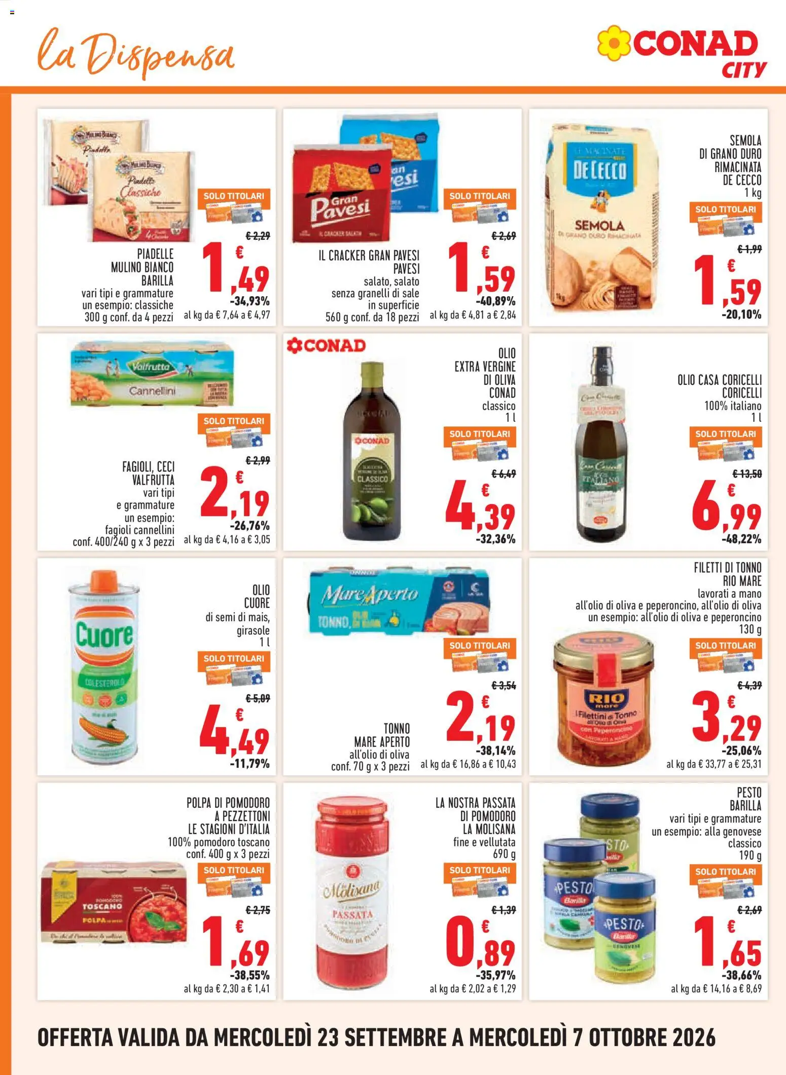 Volantino Conad del 23/09/2026 | Pagina: 10 | Prodotti: Cannellini, Olive, Cracker, Olio Cuore
