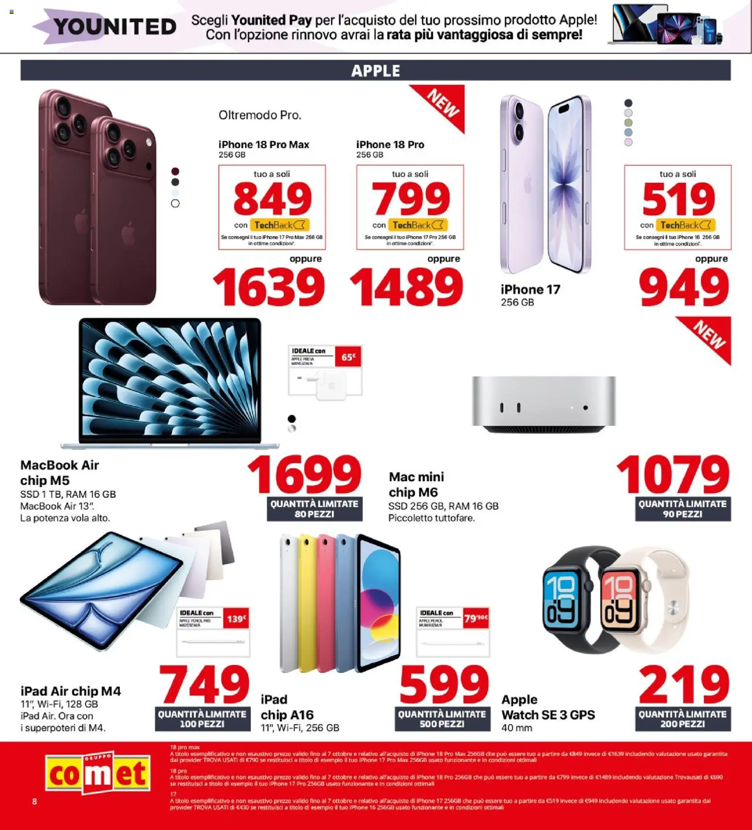 Volantino Comet del 08/10/2026 | Pagina: 7 | Prodotti: Macbook air, Iphone, Ipad, Macbook