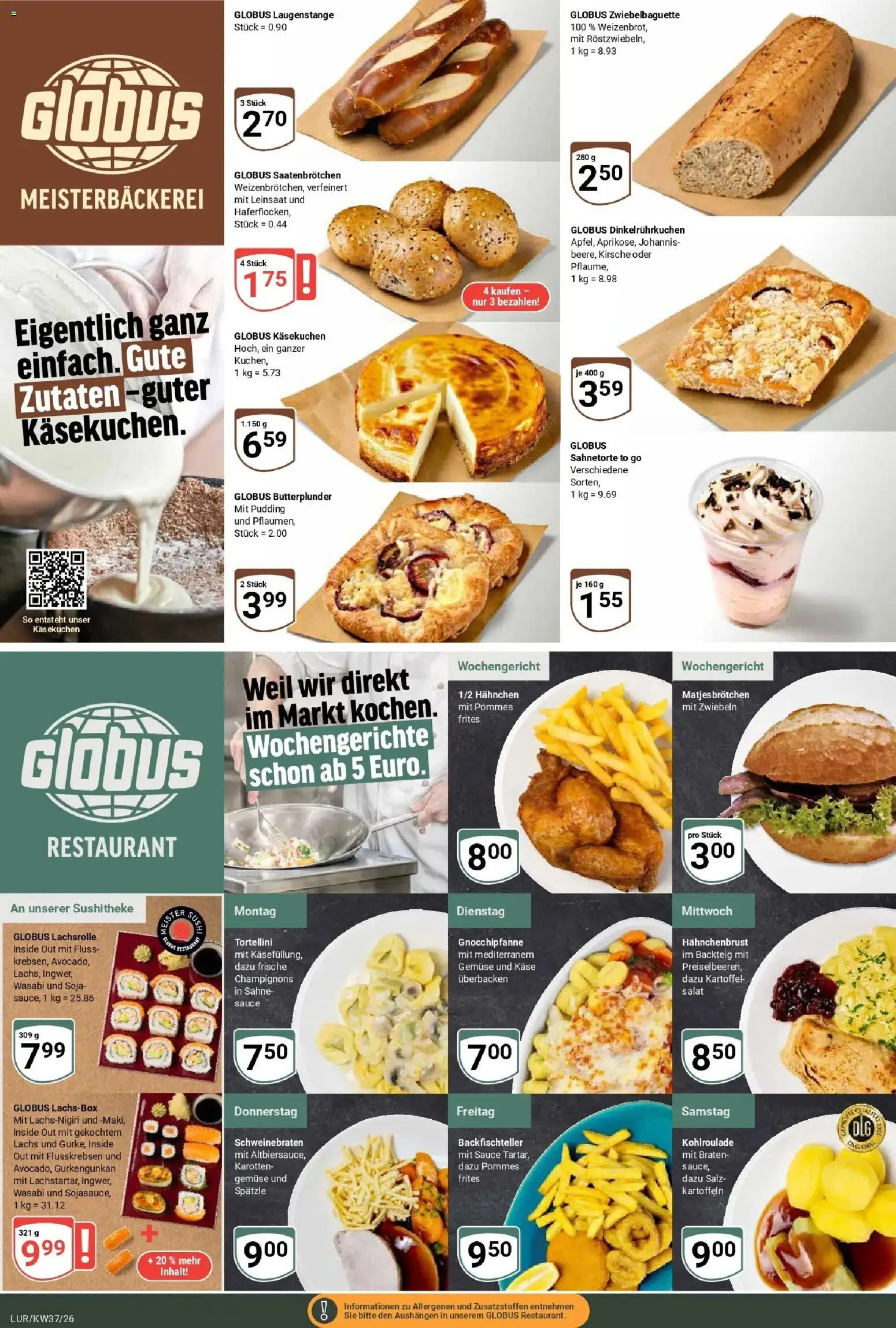 Globus Aktueller Prospekt (ab 07.09.2026) » Angebote online | Seite: 9 | Produkte: Hahnchen, Champignons, Gemüse, Sahne