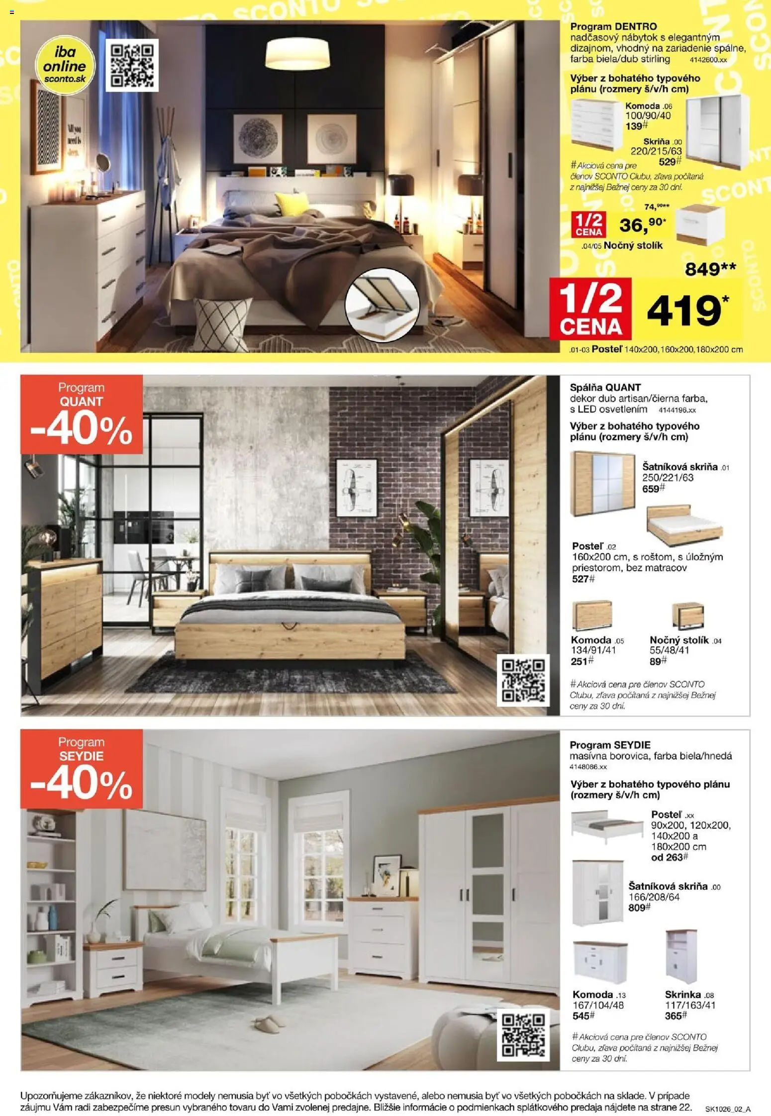 Nové Sconto nábytok akcie – leták je platný od 05.08.2026 | Strana: 2 | Produkty: Nábytok, Posteľ, Šatníková skriňa, Skriňa