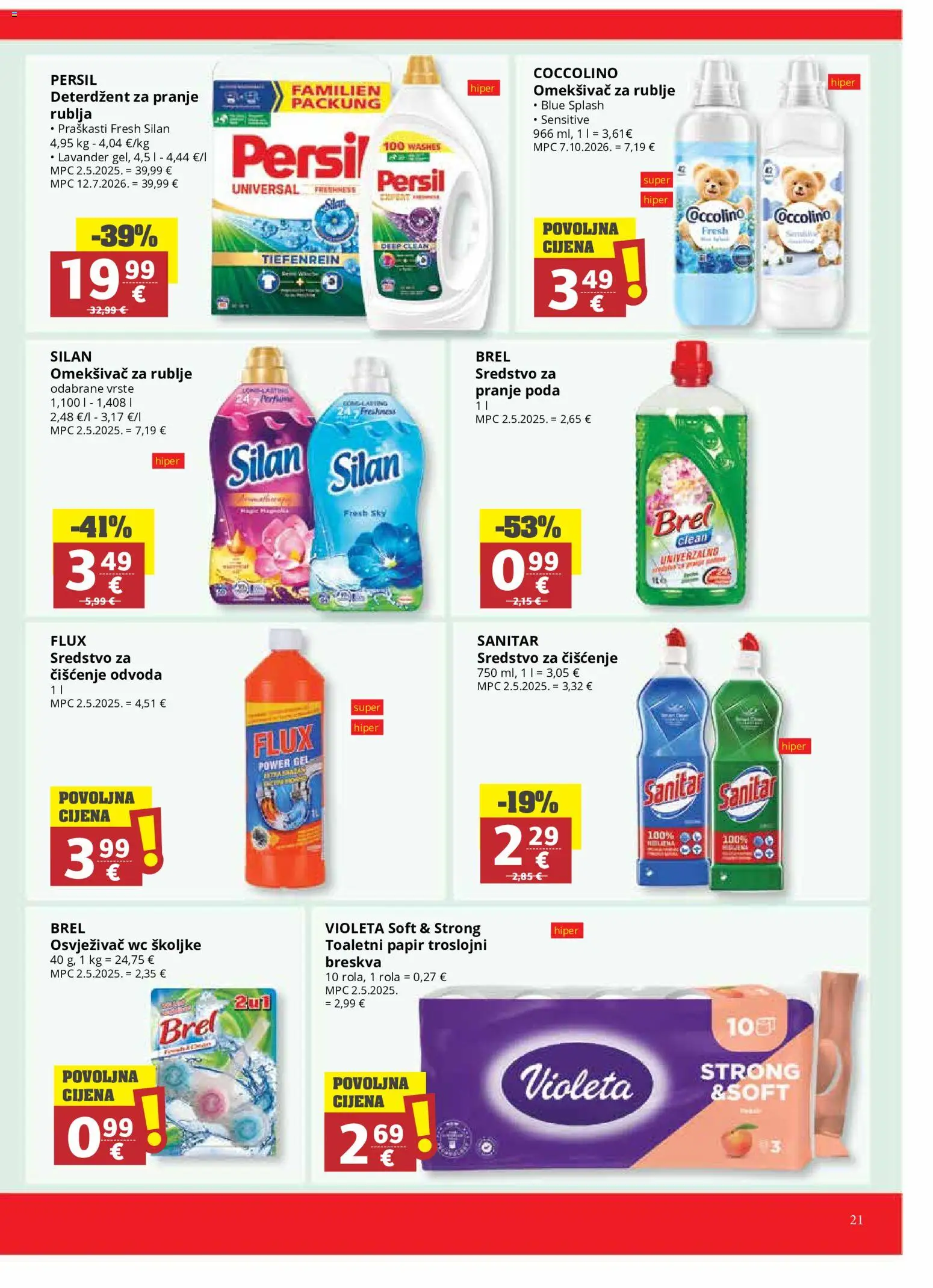Ribola katalog | vrijedi od 21.10.2026 | Stranica: 21 | Proizvodi: Omekšivač, Deterdžent, Violeta, Persil