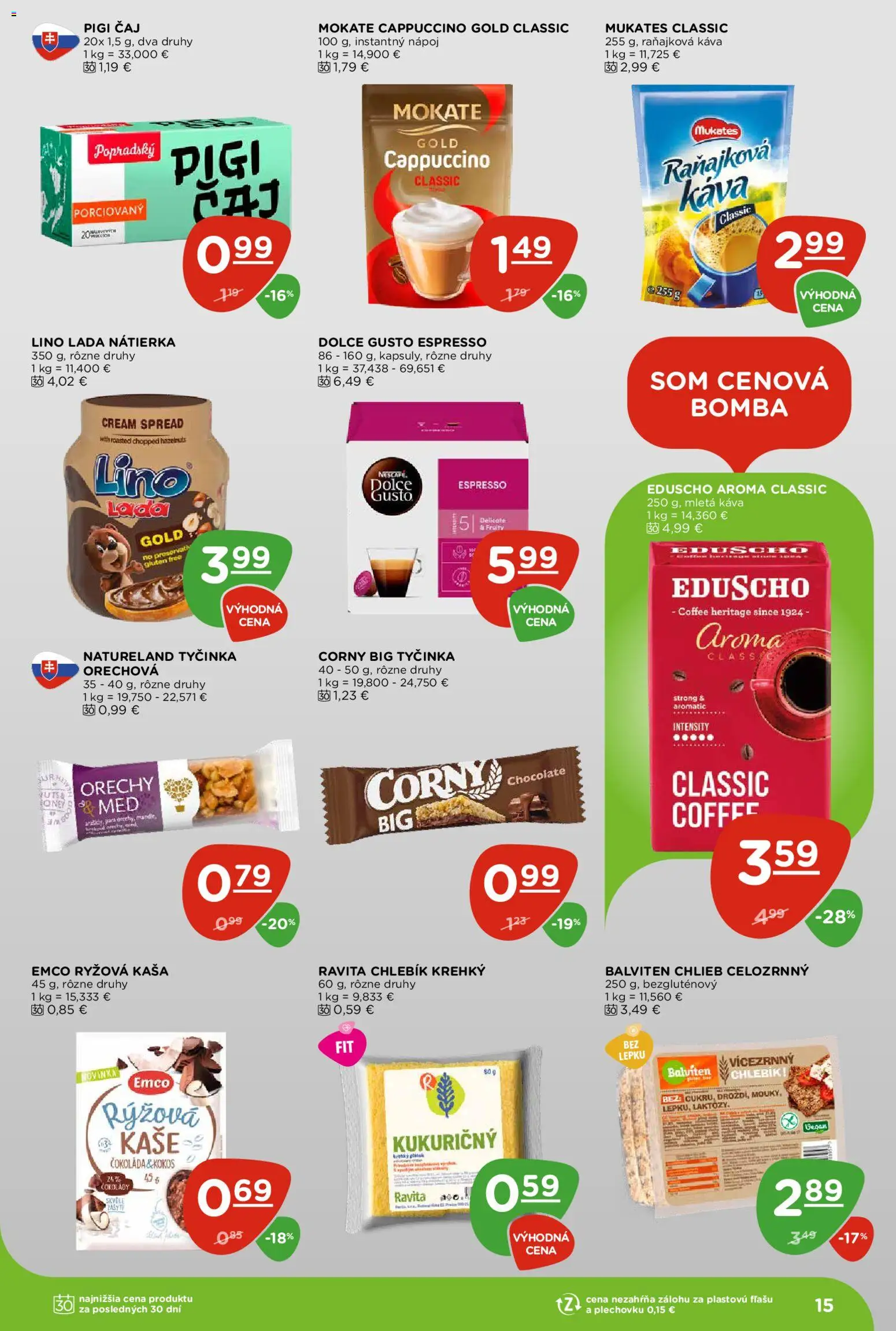 Nové Terno akcie – leták je platný od 09.07.2026 | Strana: 15 | Produkty: Dolce Gusto, Káva, Čaj