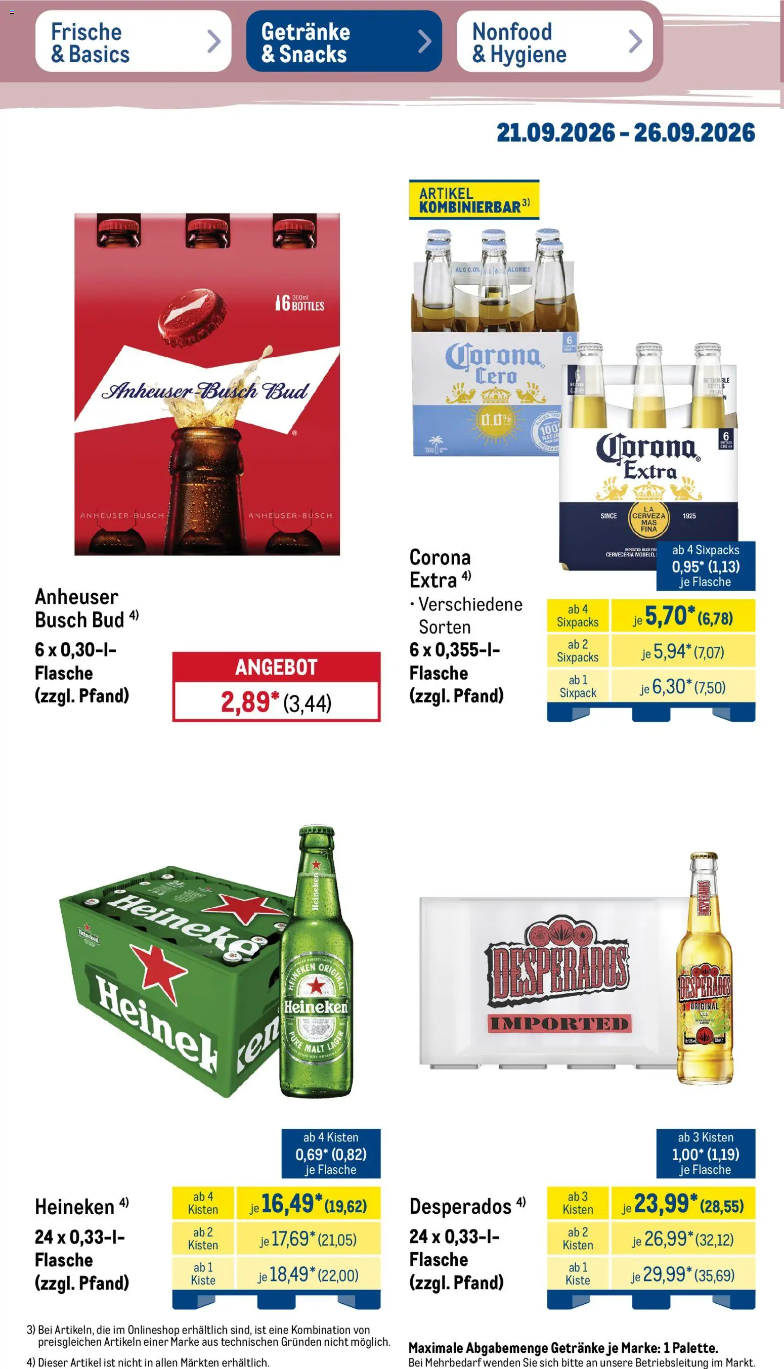 Metro Prospekt – gültig ab 21.09.2026 | Seite: 28 | Produkte: Heineken, Desperados