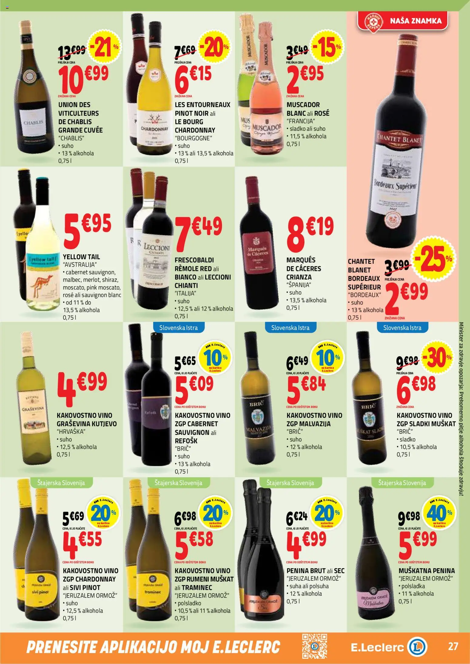 Novi E.leclerc katalog ponudbe – veljaven od 05.08.2026 | Stran: 27 | Izdelki: Penina, Vino