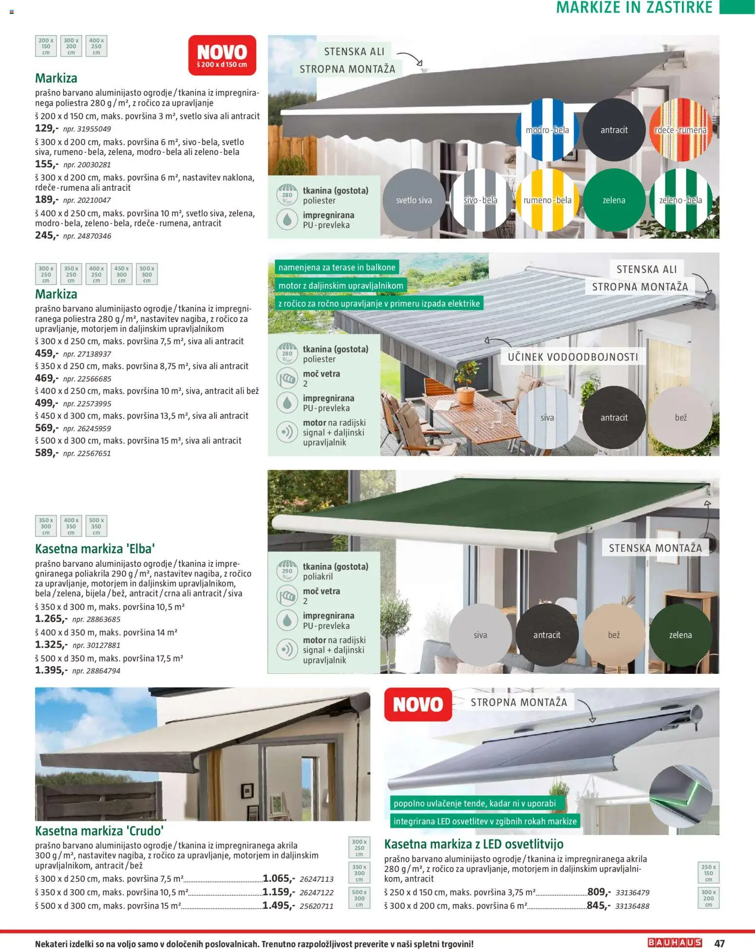 Novi Bauhaus katalog ponudbe – veljaven od 28.09.2026 | Stran: 47 | Izdelki: Markiza, Prevleka, Zelena