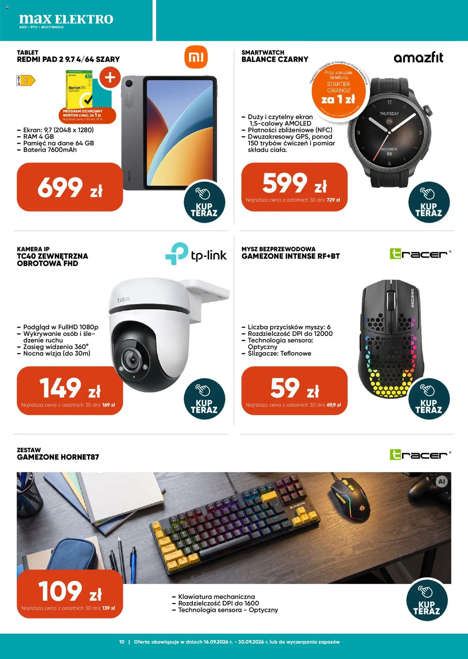 Max elektro gazetka od 16.09.2026 | Strona: 10 | Produkty: Mysz, Starter, Smartwatch, Bateria