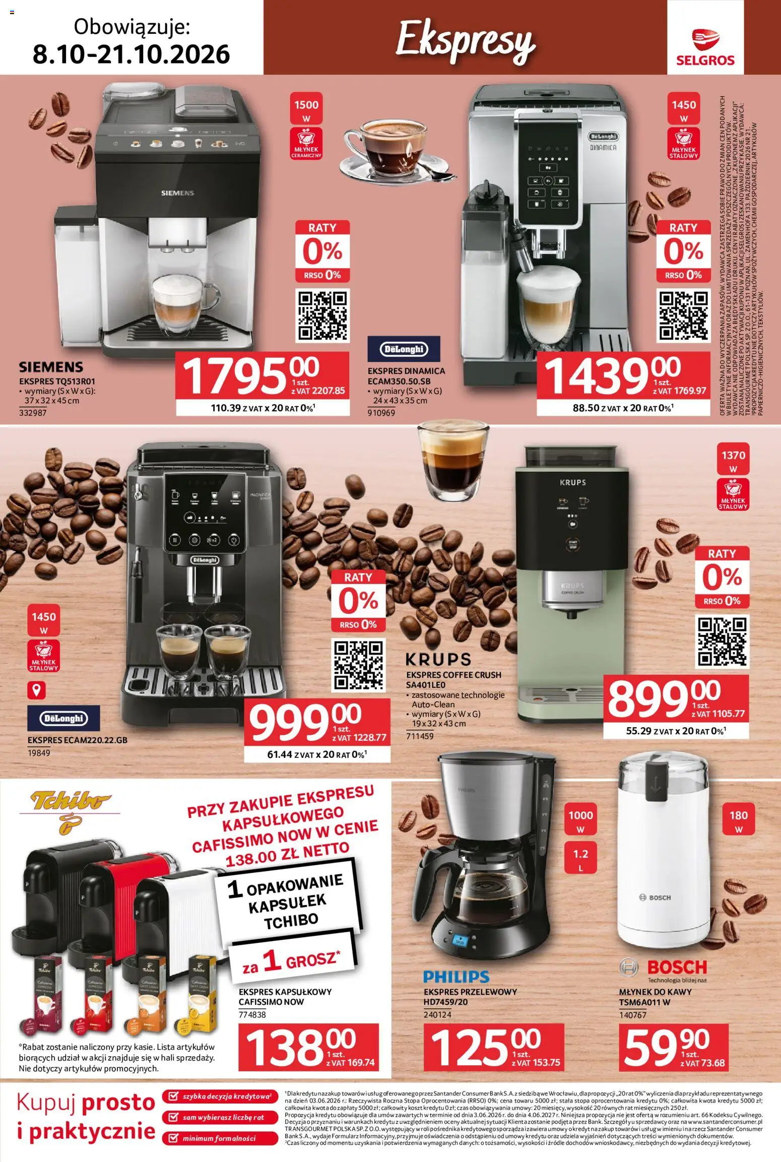 Selgros cash&carry gazetka - Kawa i herbata od 08.10.2026 | Strona: 33 | Produkty: Ekspres kapsułkowy, Młynek, Tchibo, Młynek do kawy