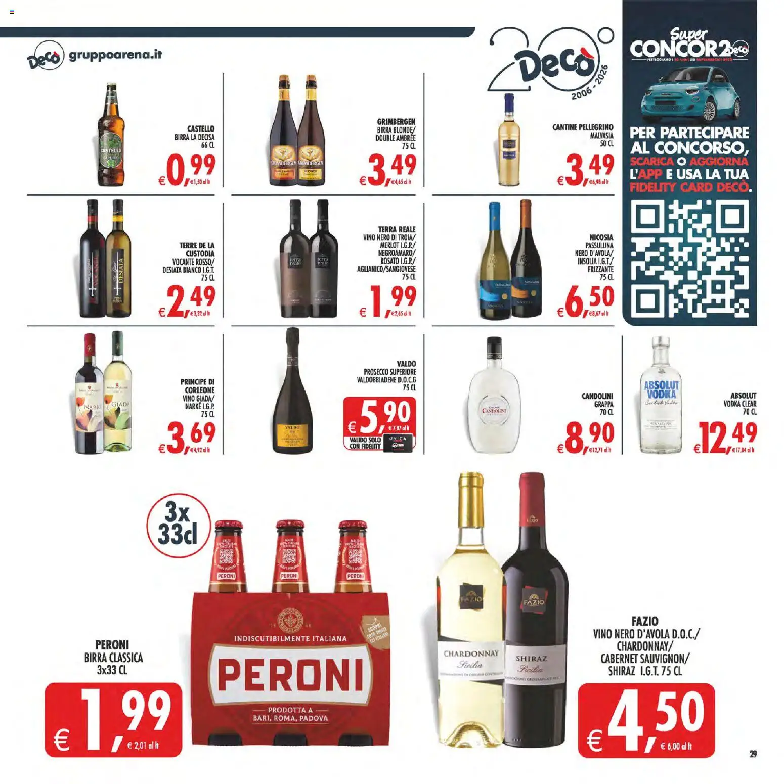 Volantino Decò del 23/10/2026 | Pagina: 34 | Prodotti: Vodka Absolut, Birra, Vino, Grappa