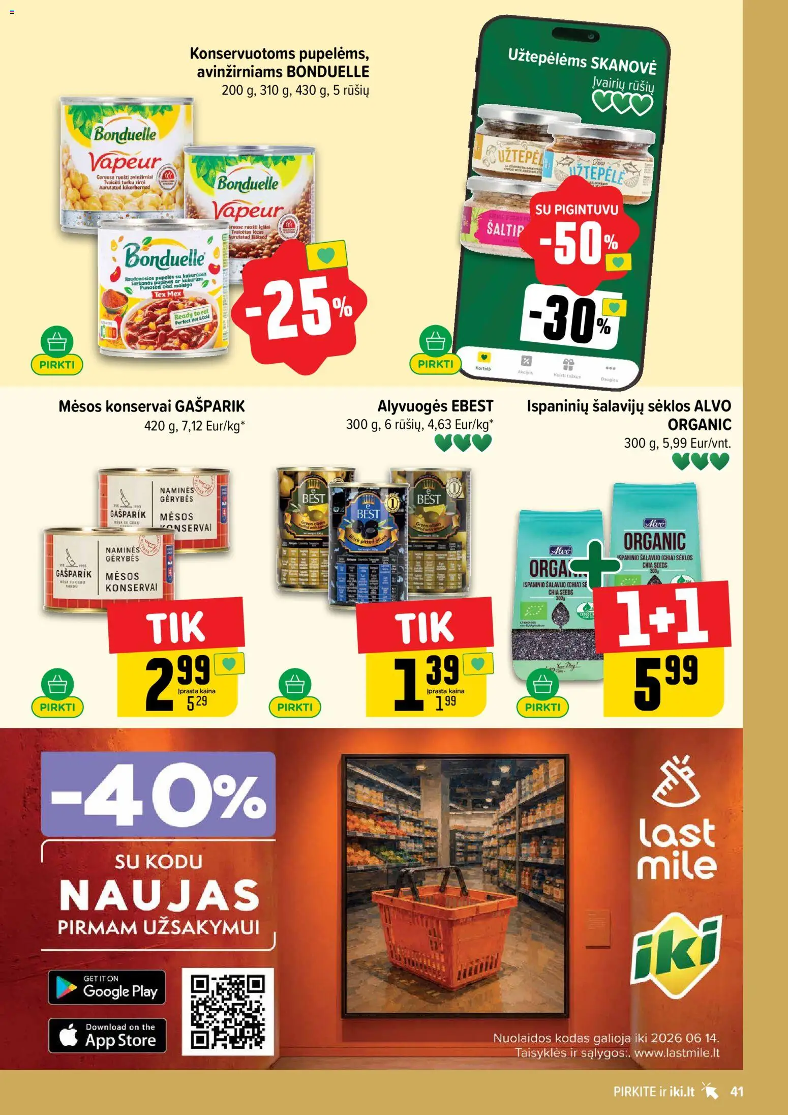 IKI akcijos nuo 08.06.2026 | Puslapis: 41 | Prekių: Užtepėlė, Pupelės, Sėklos, Konservai