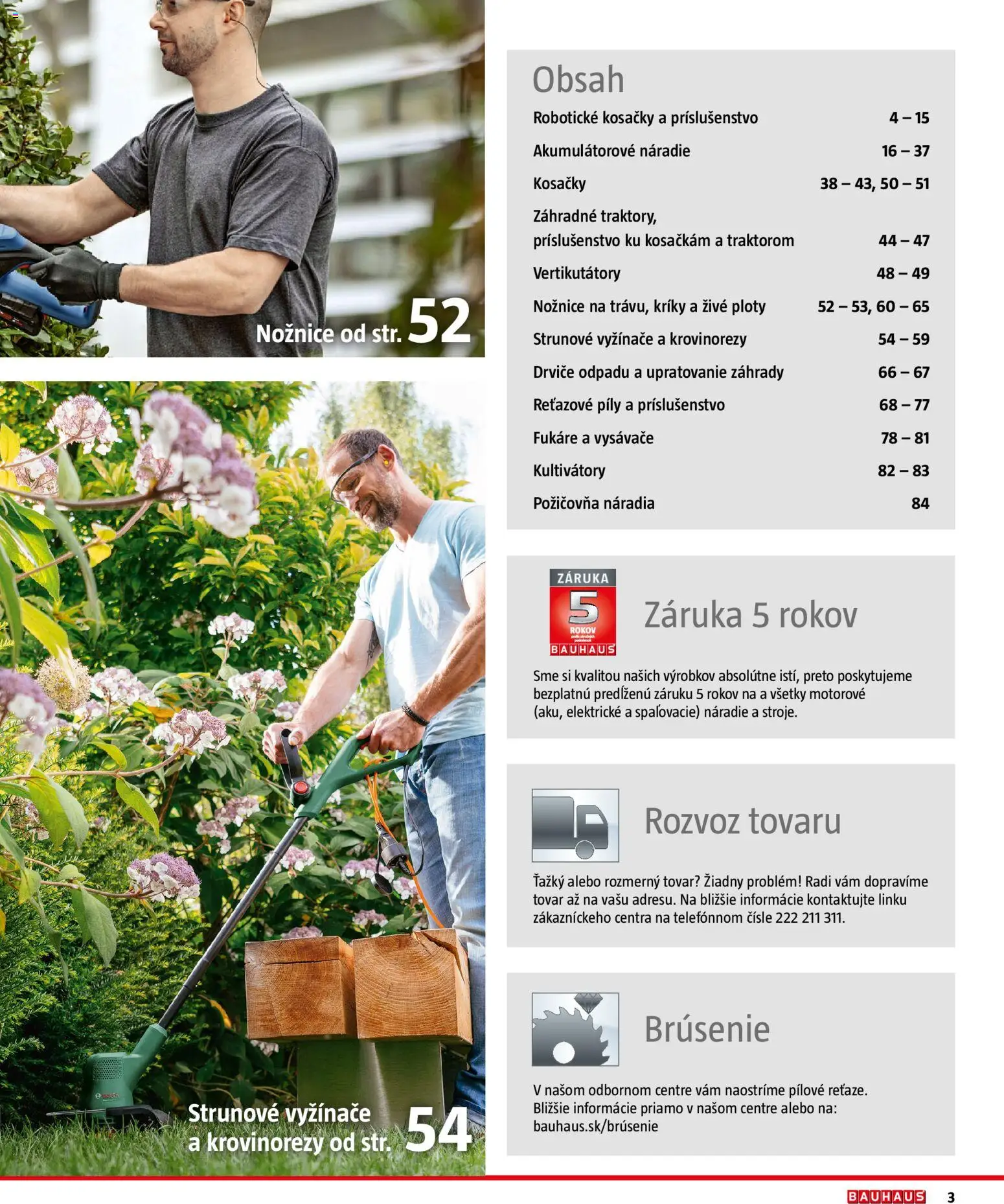 Nové Bauhaus akcie – leták je platný od 03.08.2026 | Strana: 3 | Produkty: Vyžínače, Vysávače, Náradie, Kosačky