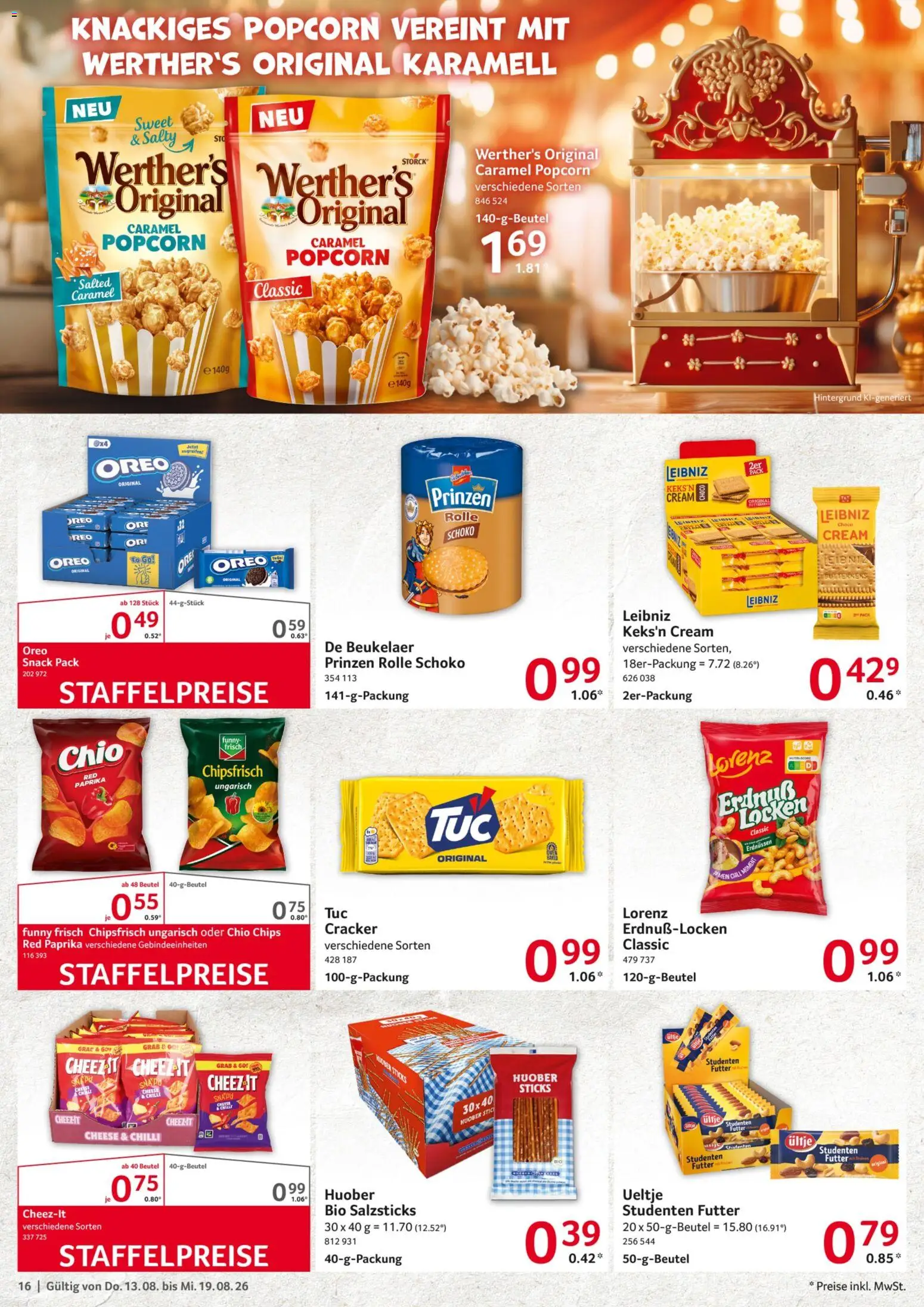 Selgros Prospekt – gültig ab 13.08.2026 | Seite: 16 | Produkte: Funny frisch, Paprika, Chips, Popcorn