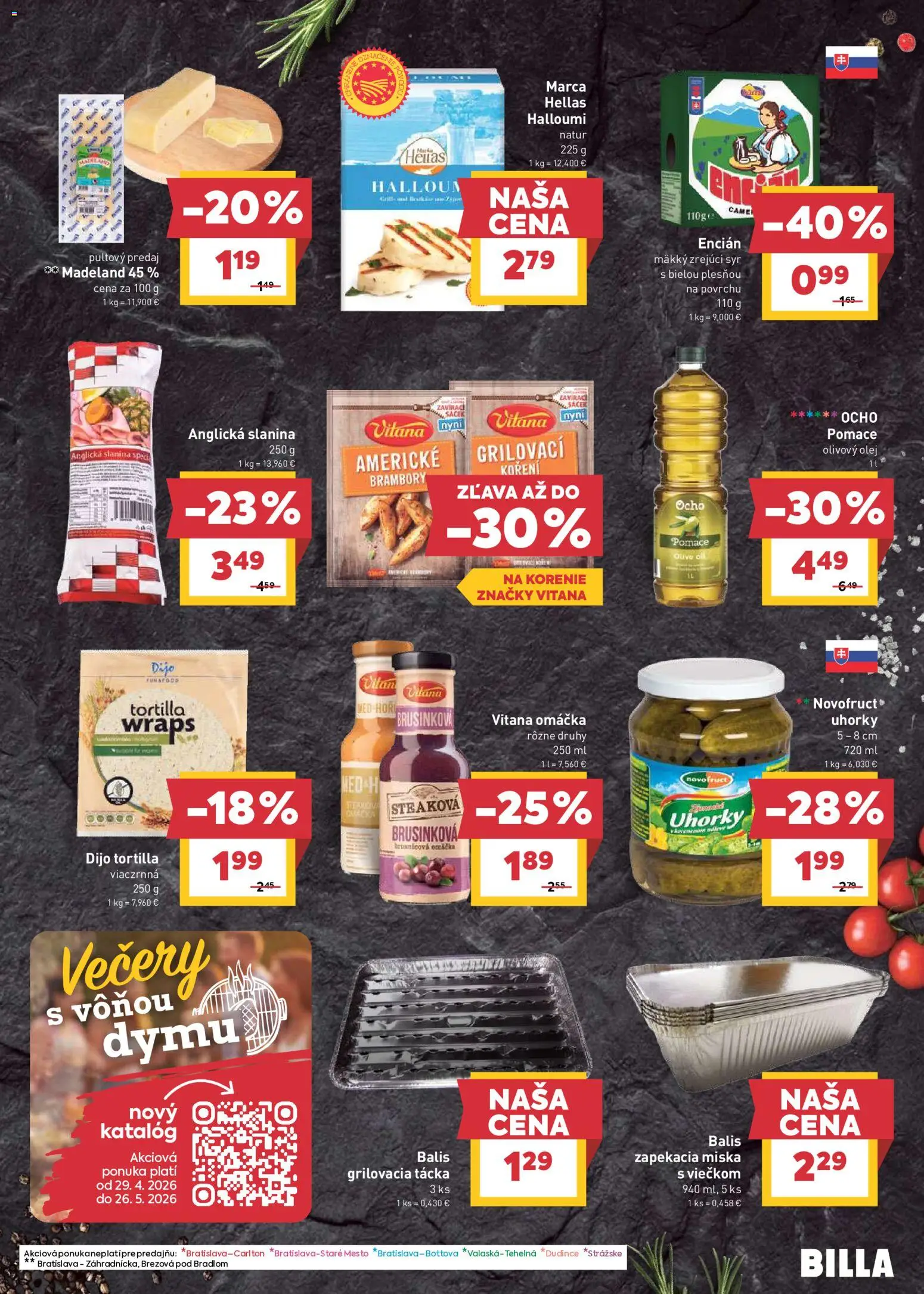 Nové Billa akcie – leták je platný od 13.05.2026 | Strana: 13 | Produkty: Olej, Slanina, Med, Uhorky
