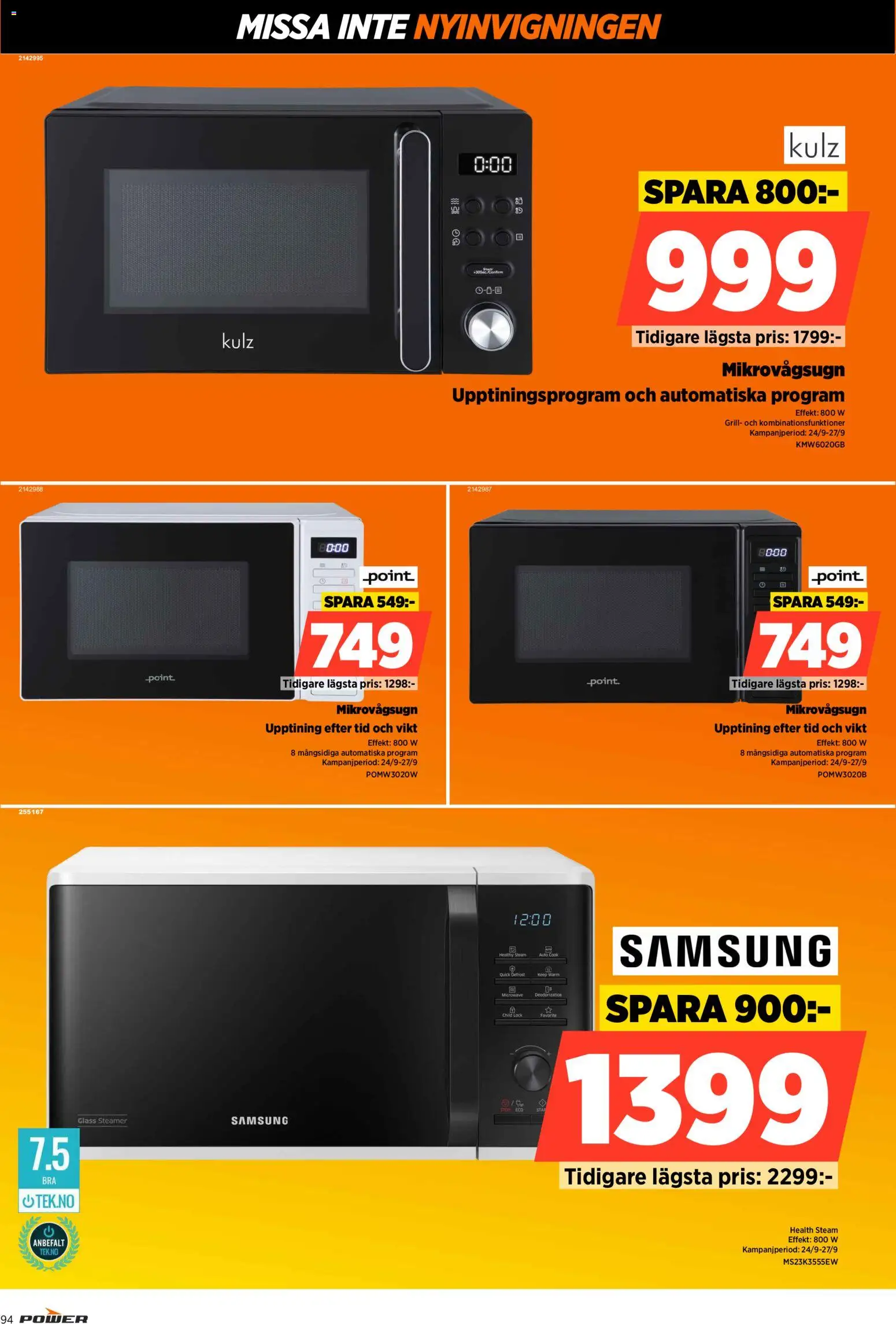 Power reklamblad aktuell från 24/09/2026 | Sida: 94 | Produkter: Grill, Lock, Glass, Mikrovågsugn