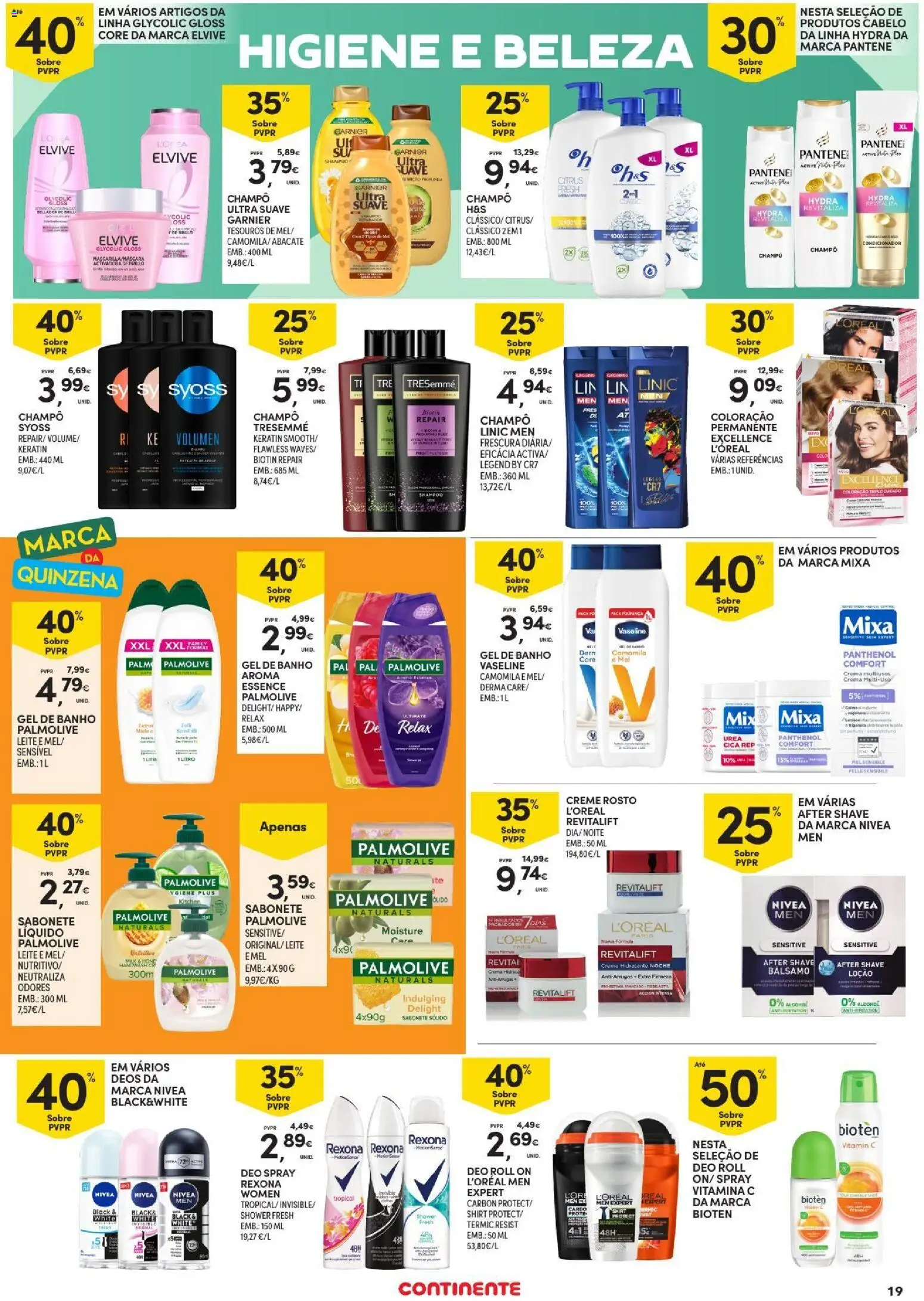 Continente Açores │ válido de 09/07/2026 | Página: 19 | Produtos: Gloss, Shampoo, Leite, Pá
