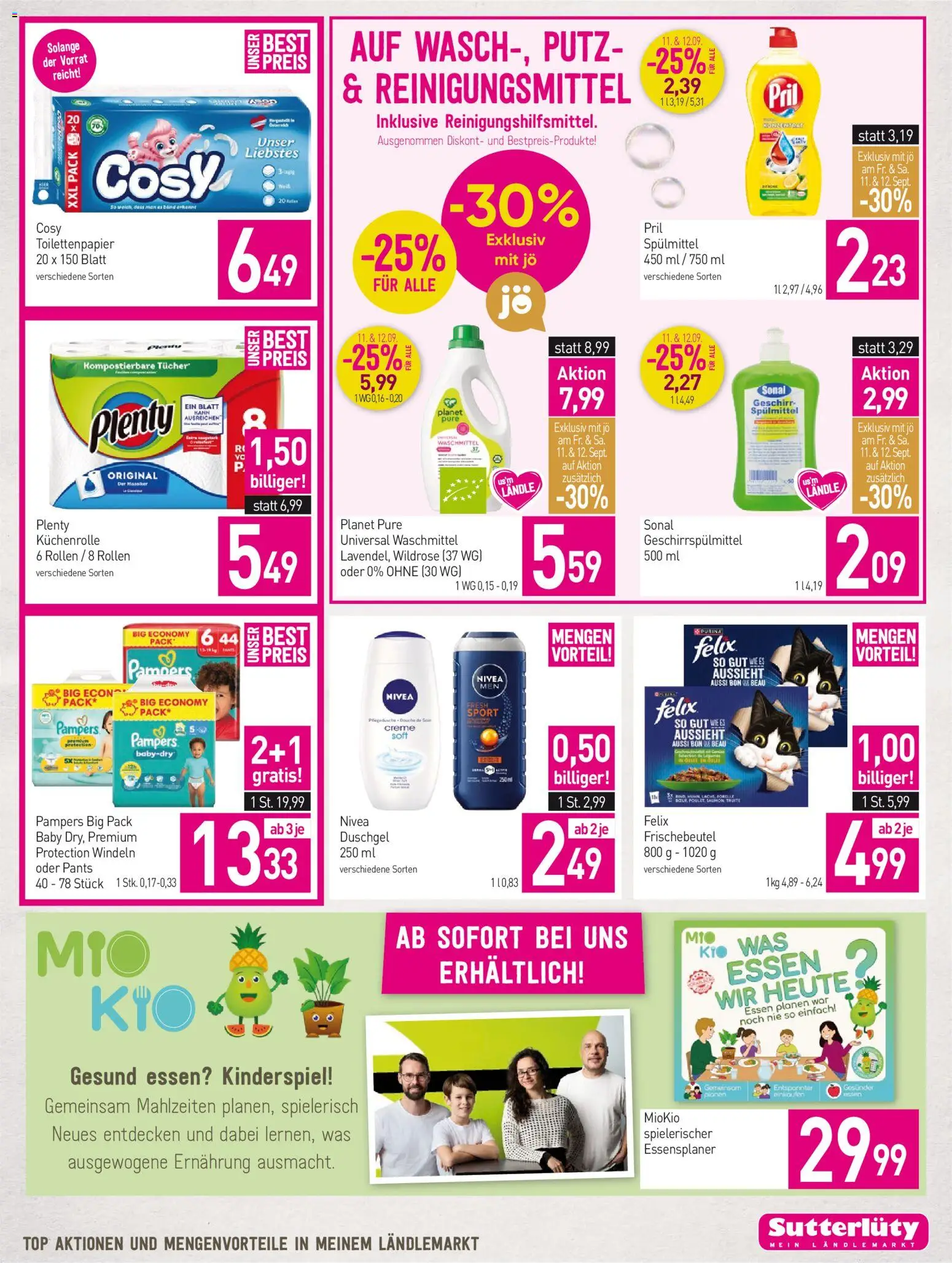 Sutterlüty Flugblatt gültig ab 10.09.2026 | Seite: 19 | Produkte: Geschirrspülmittel, Reinigungsmittel, Pampers, Creme