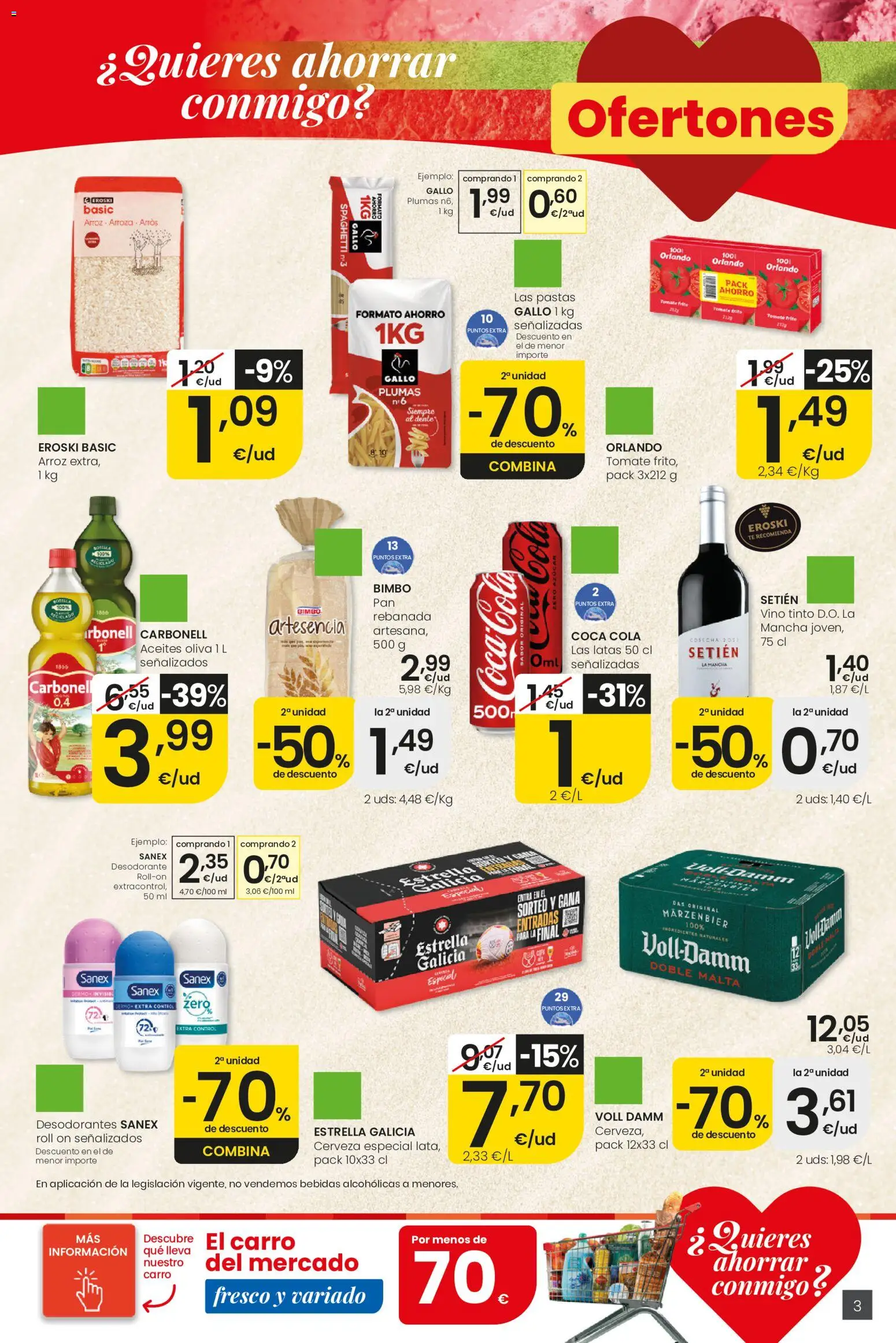 Eroski Ofertones de verano │ válido desde el 11.06.2026 | Página: 3 | Productos: Desodorante, Κρεμάστρα, Cerveza, Té