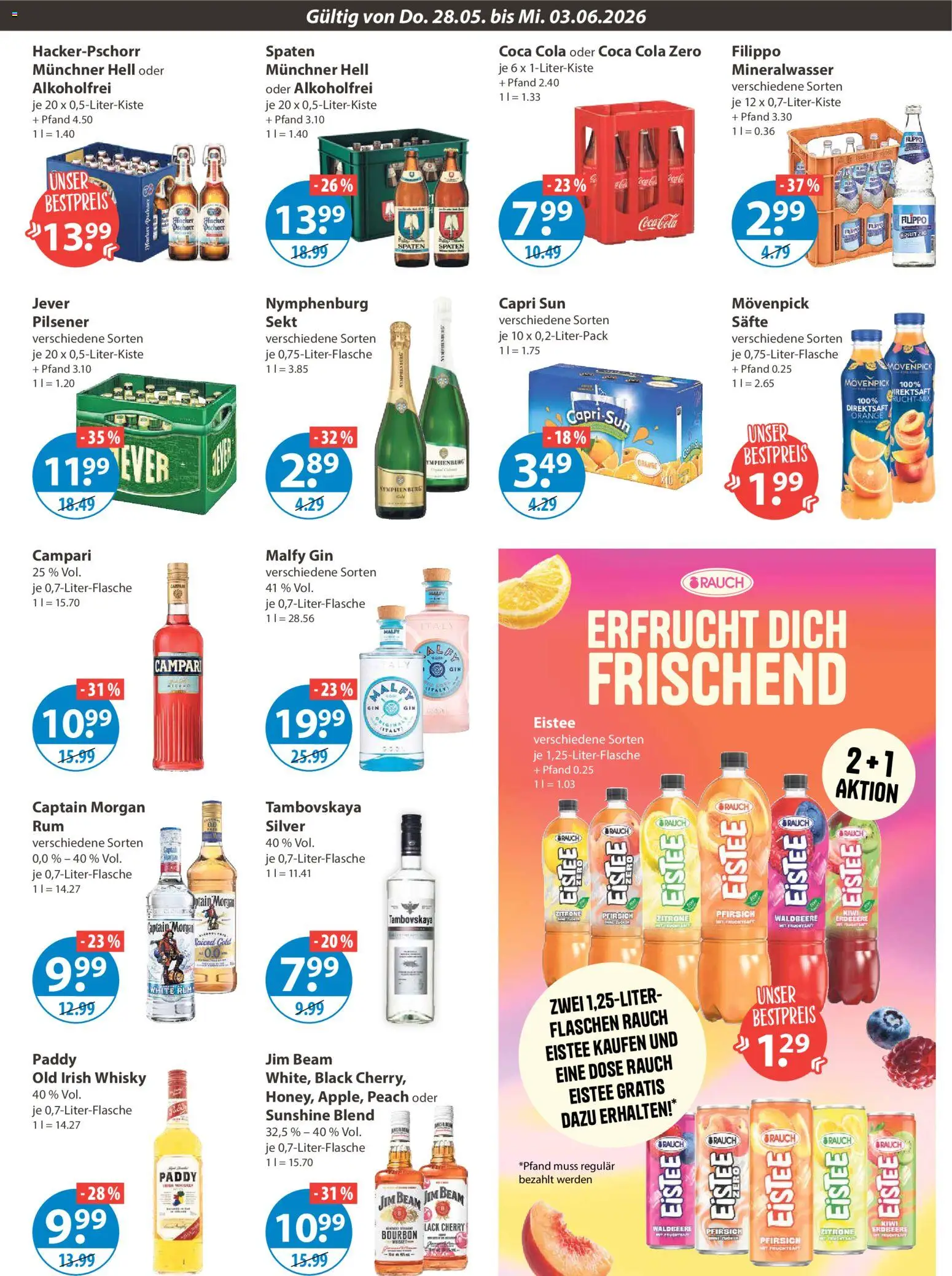 V-Markt München – gültig ab 28.05.2026 | Seite: 9 | Produkte: Campari, Jever, Pfirsich, Fruchtsaft