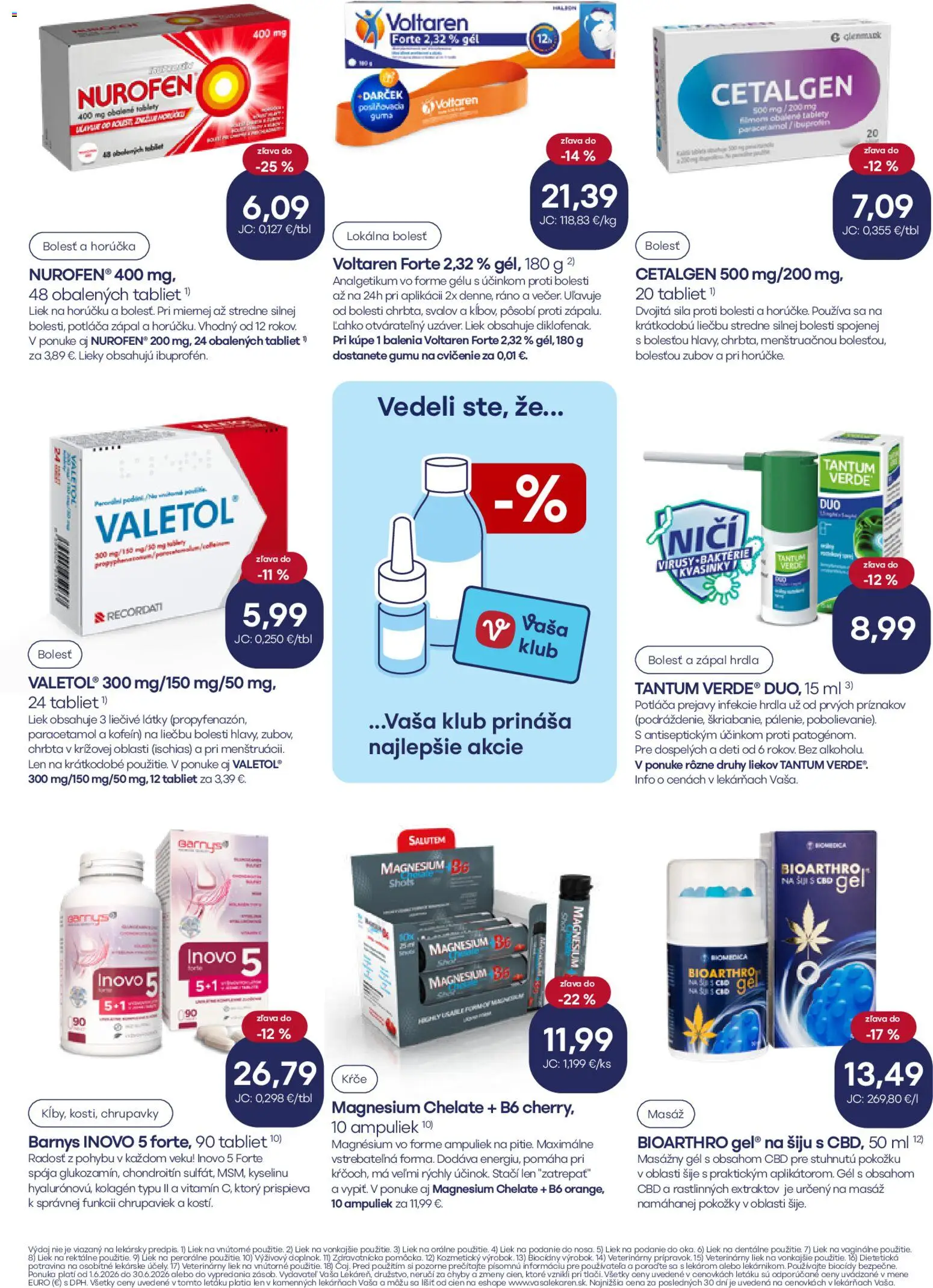 Nové Vaša lekáreň akcie – leták je platný od 01.06.2026 | Strana: 4 | Produkty: Tablet, Kolagén, Voltaren