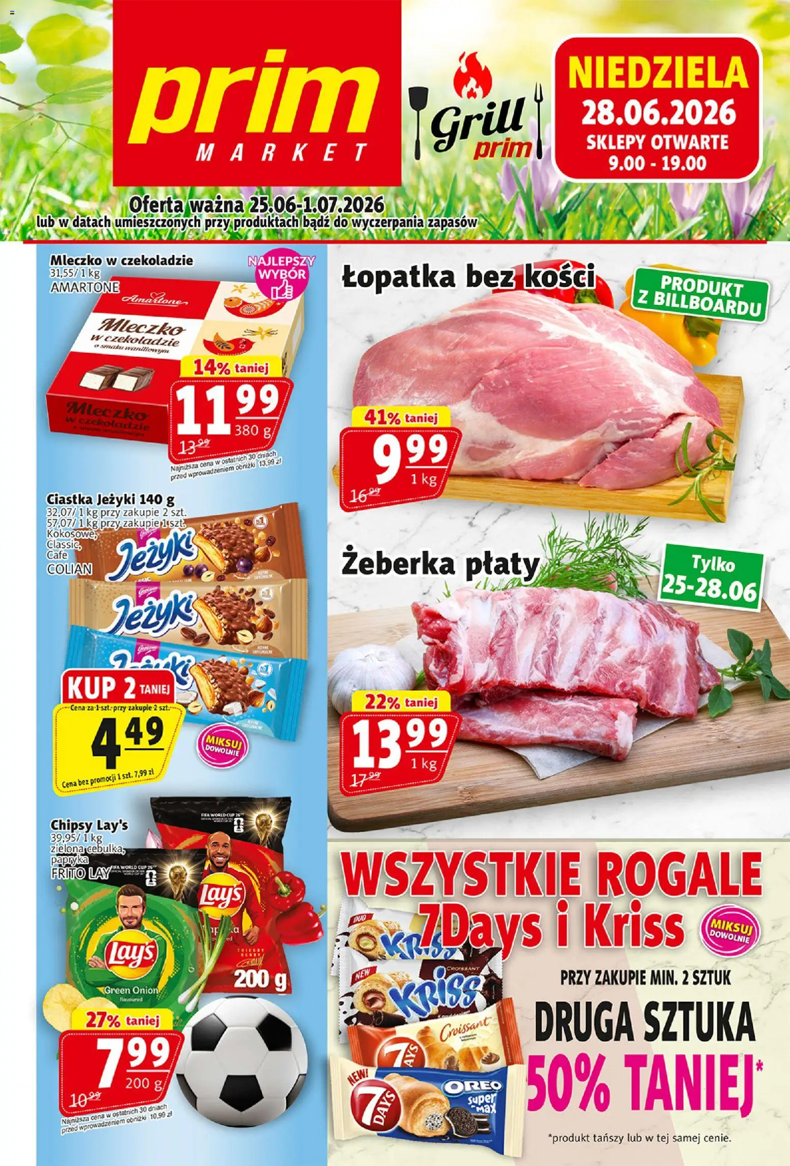 Prim Market gazetka od 25.06.2026 | Strona: 1 | Produkty: Chipsy, Grill, Papryka, Ciastka