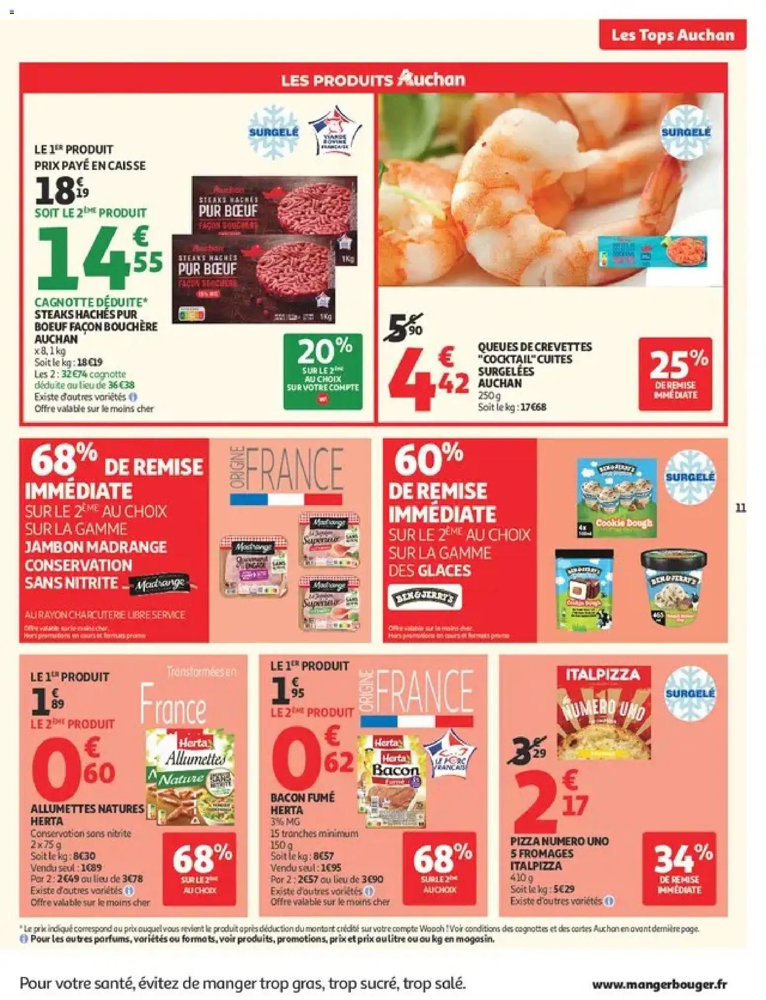{H1} | Page: 11 | Produits: Glaces, Crevettes, Jambon, Pizza