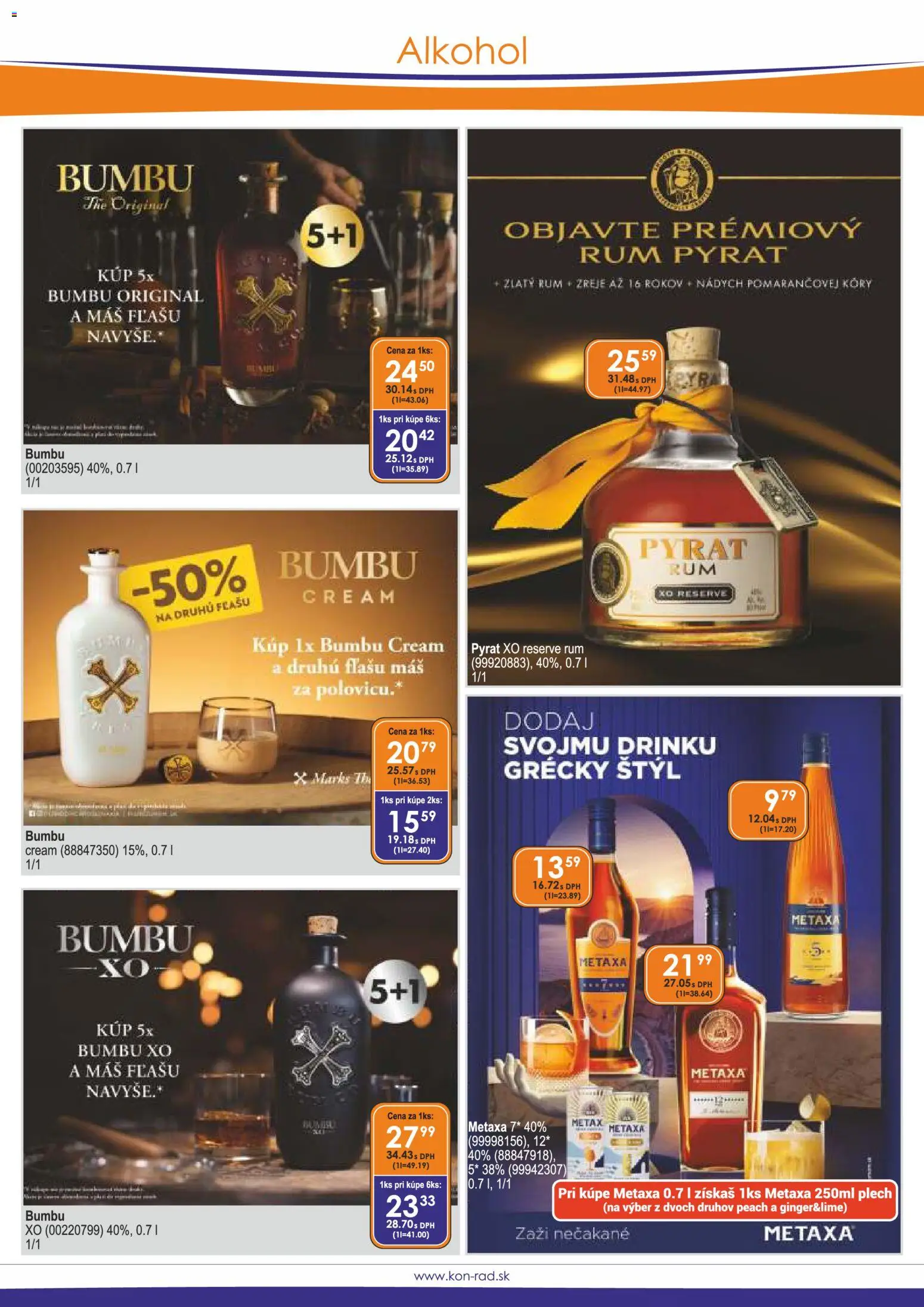 Nové KON - RAD akcie – leták je platný od 01.06.2026 | Strana: 10 | Produkty: Metaxa, Alkohol, Rum