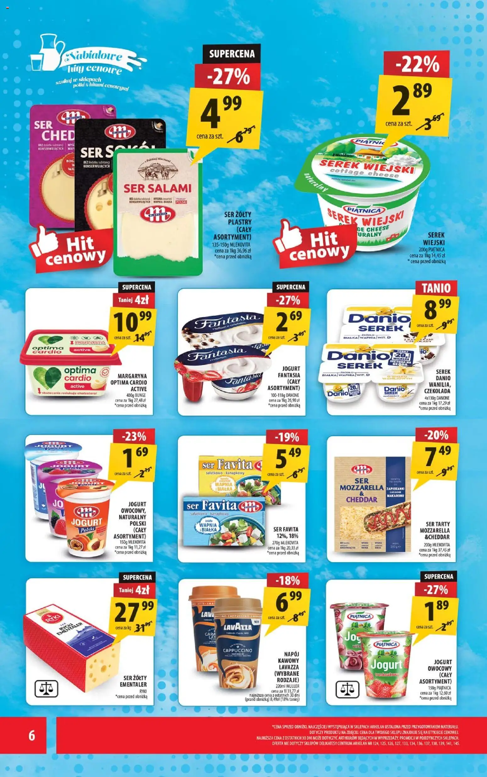 Arhelan gazetka od 25.09.2026 | Strona: 6 | Produkty: Jogurt owocowy, Serek wiejski, Mozzarella, Cheddar