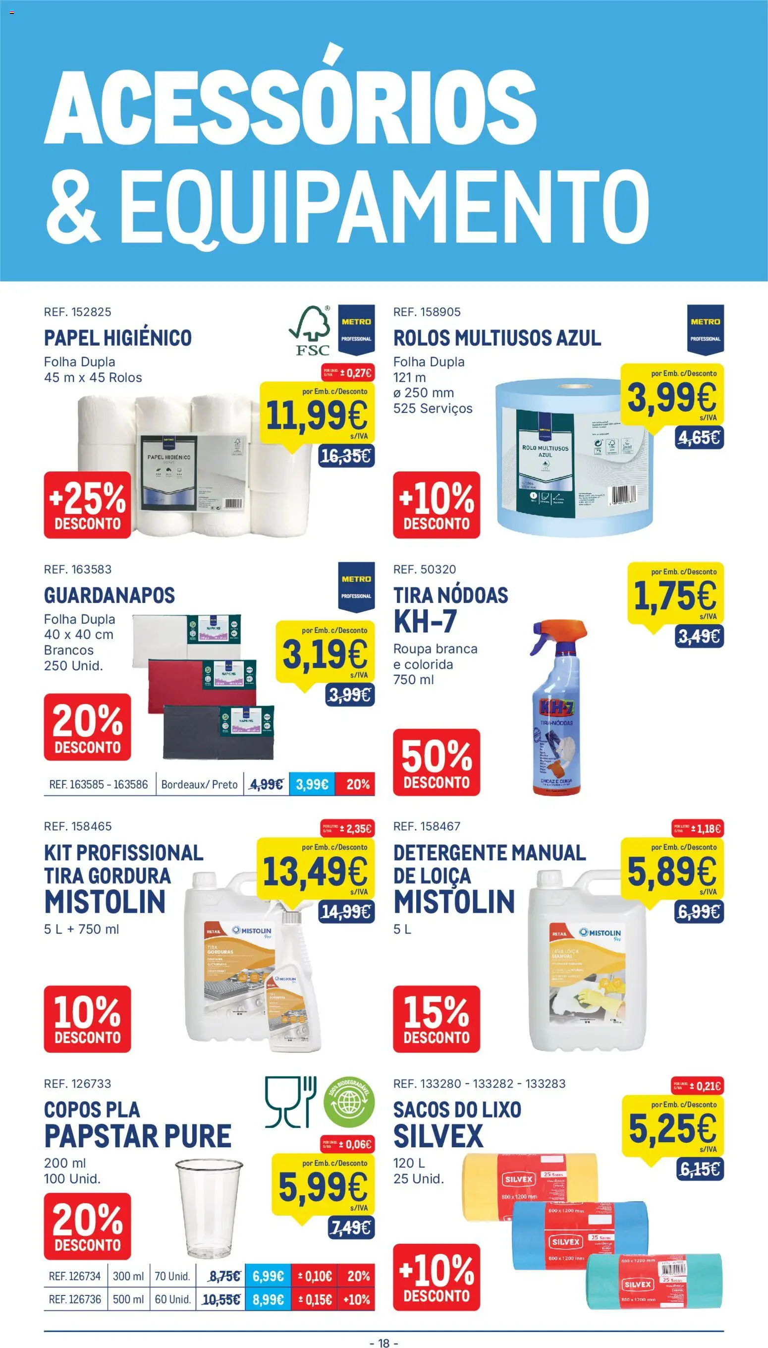 Makro folheto │ válido de 07/07/2026 | Página: 18 | Produtos: Copos, Papel higiénico, Guardanapos, Detergente