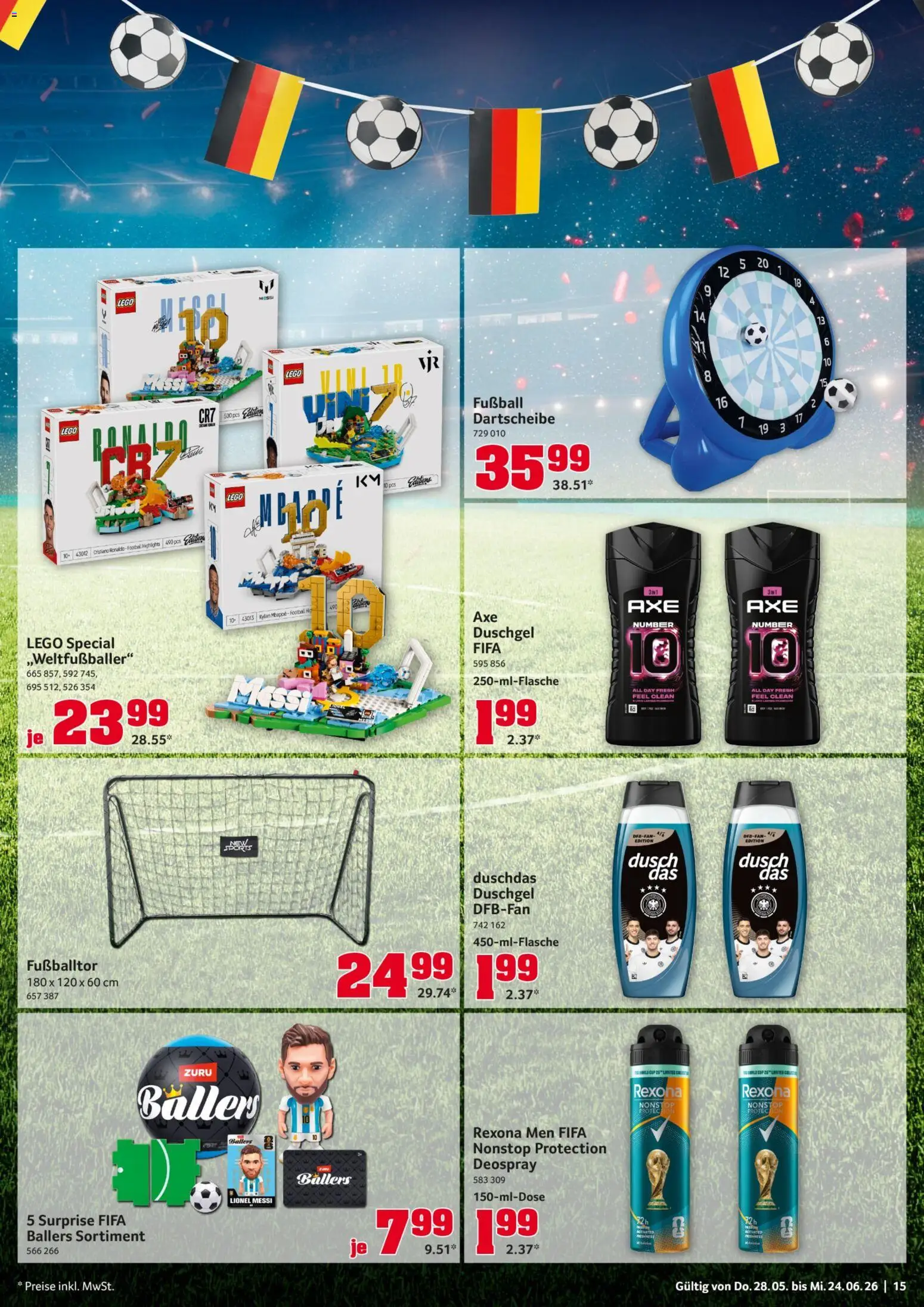 Selgros Fussball Sommer – gültig ab 28.05.2026 | Seite: 15 | Produkte: Fußball, Duschgel, Football, Duschdas