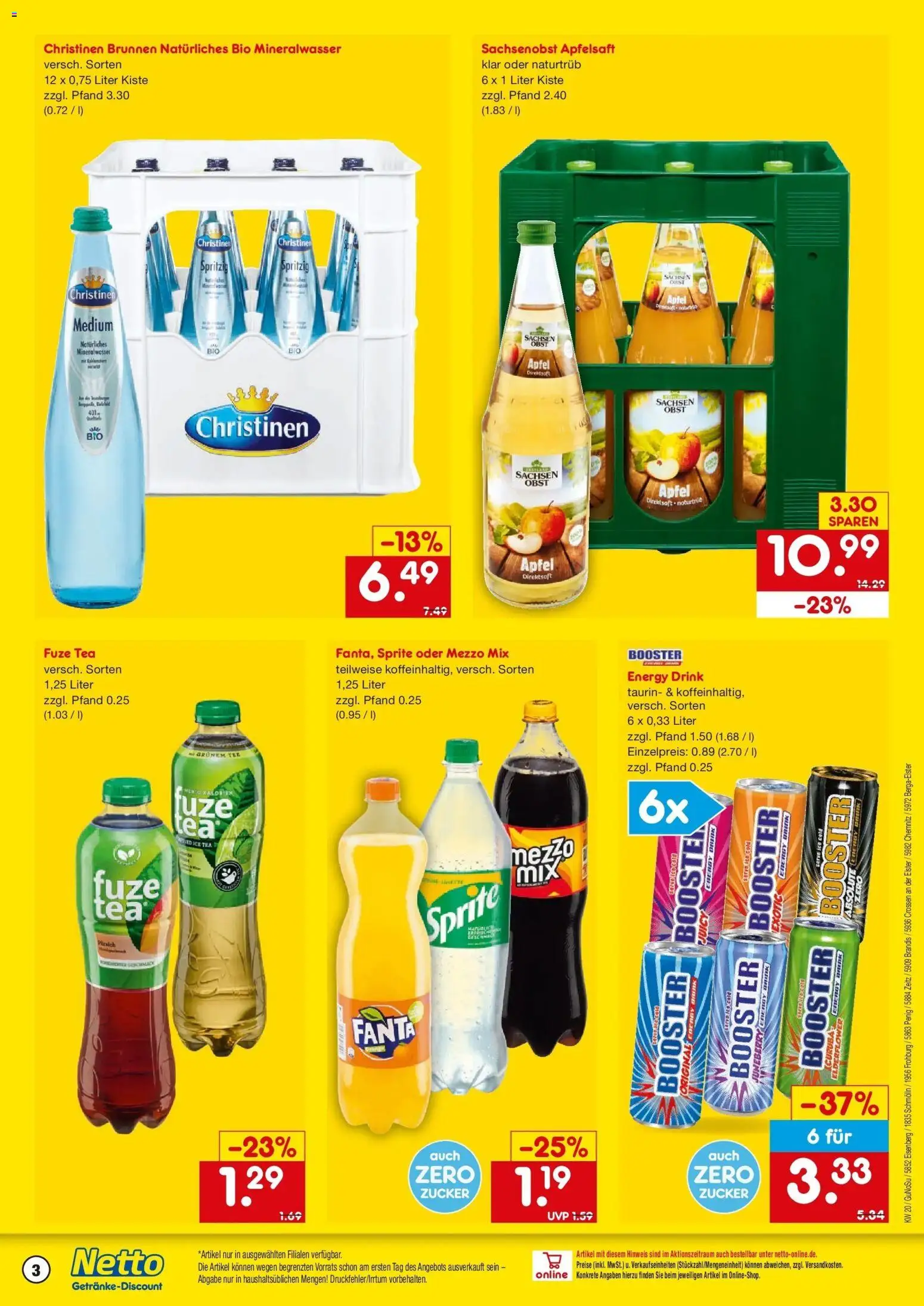 Netto Marken-Discount Prospekt Eisenberg	 – gültig ab 10.05.2026 | Seite: 3 | Produkte: Fuze tea, Mezzo mix, Apfelsaft, Obst