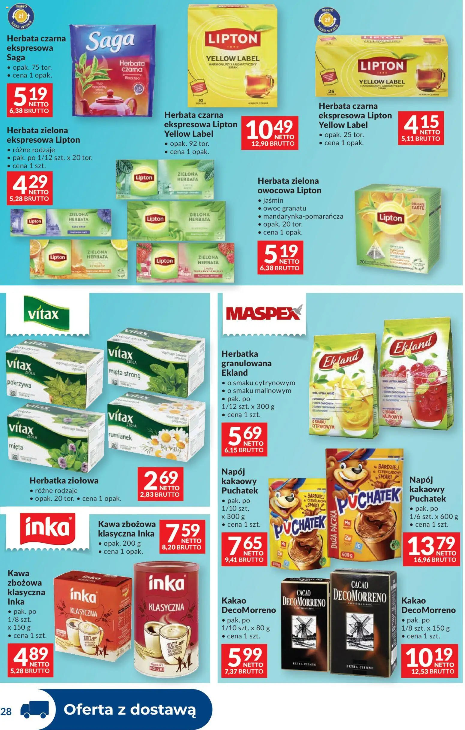 Makro gazetka - Dystrybucja do sklepów od 04.08.2026 | Strona: 28 | Produkty: Kakao, Mięta, Herbata lipton, Herbata
