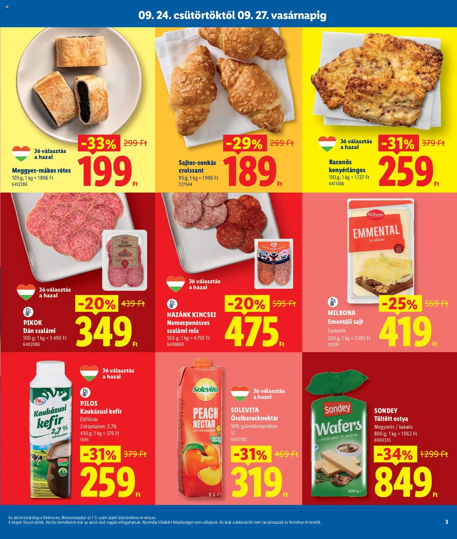 Lidl akciós ujság - amely érvényes a következő dátumtól: 2026.09.24. | Oldal: 3 | Termékek: Rétes, Croissant, Wafers, Töltött ostya
