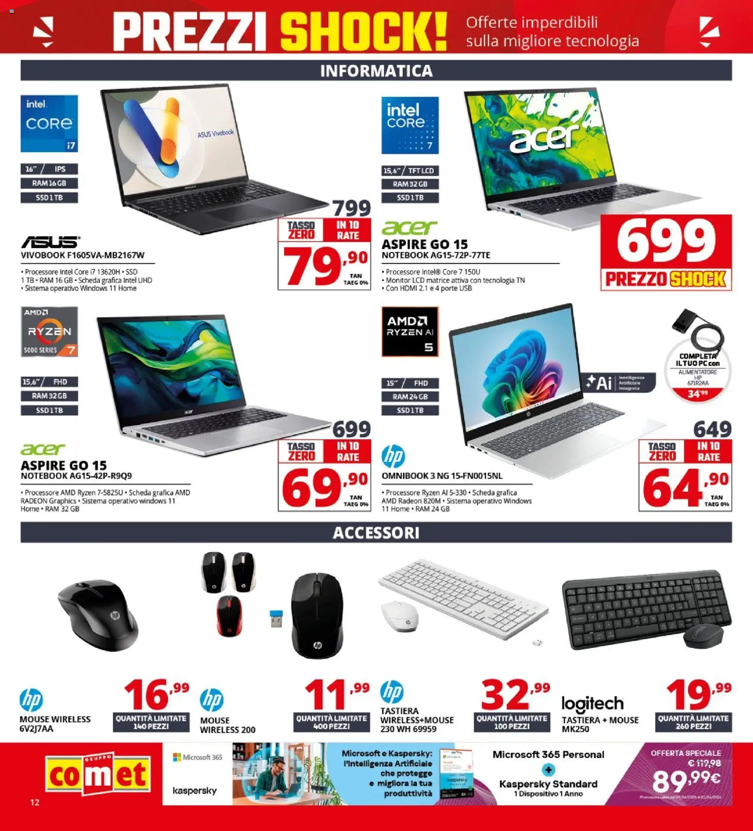 Volantino Comet del 23.04.2026 | Pagina: 12 | Prodotti: Monitor, Notebook, PC, Mouse