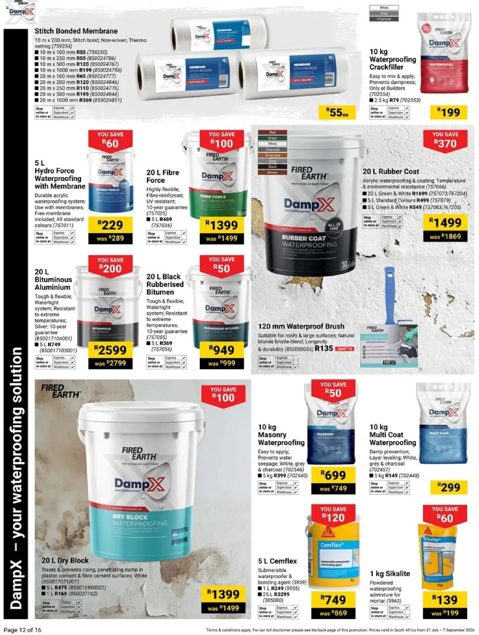 New Builders catalogue – valid from 21/07/2026 | Page: 12 | Products: Coat, Brush, Water, Cement