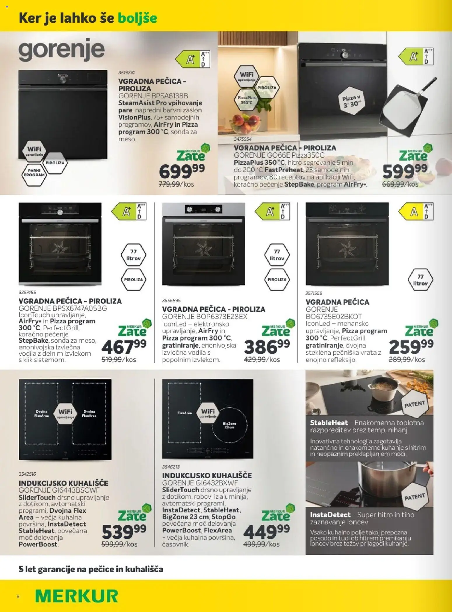 Novi Merkur katalog ponudbe – veljaven od 17.06.2026 | Stran: 8 | Izdelki: Pecica, Vgradna pečica, Kuhališče, Vrata