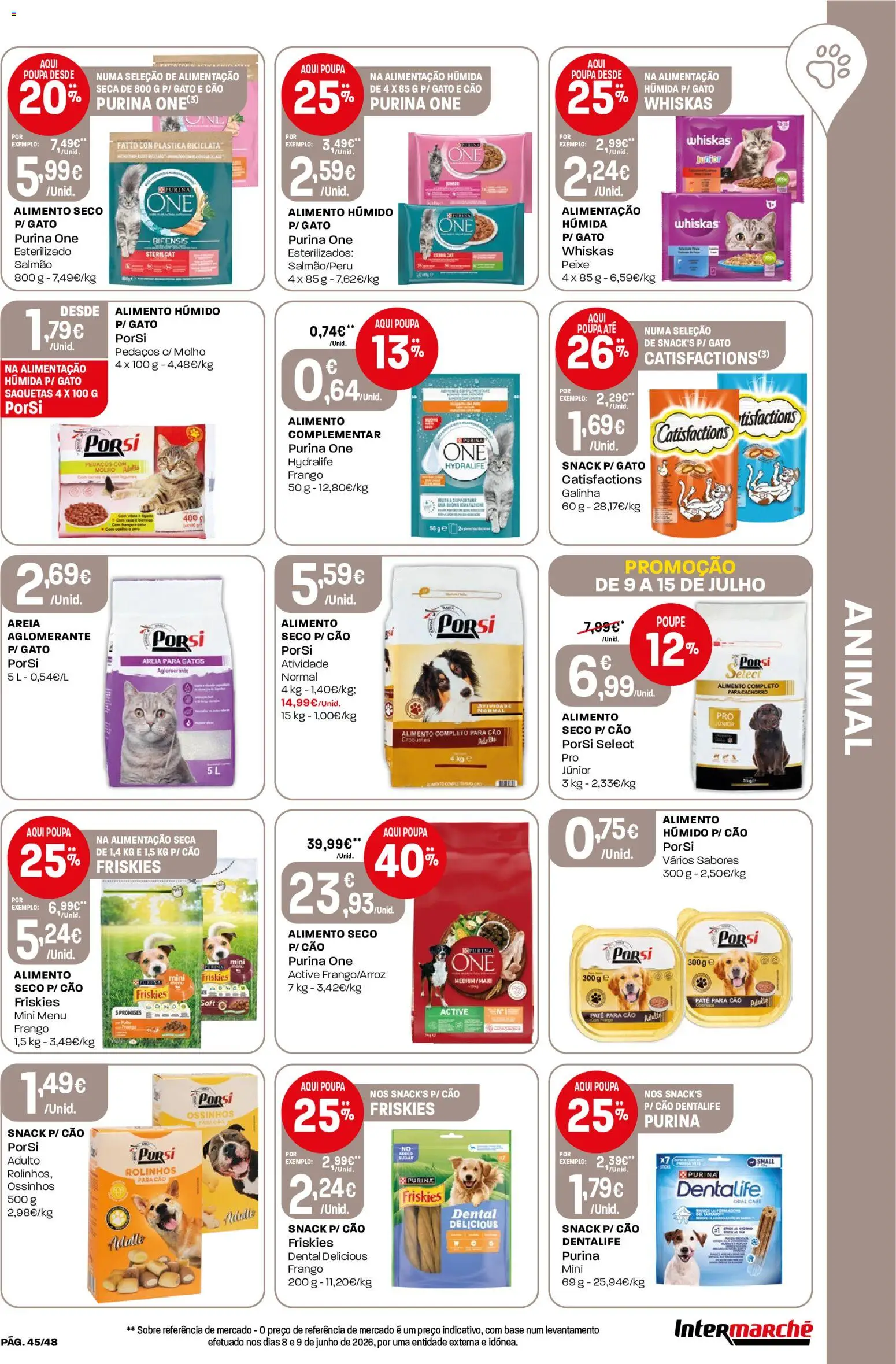 Intermarché folheto │ válido de 09/07/2026 | Página: 45 | Produtos: Areia, Frango, Base, Peixe