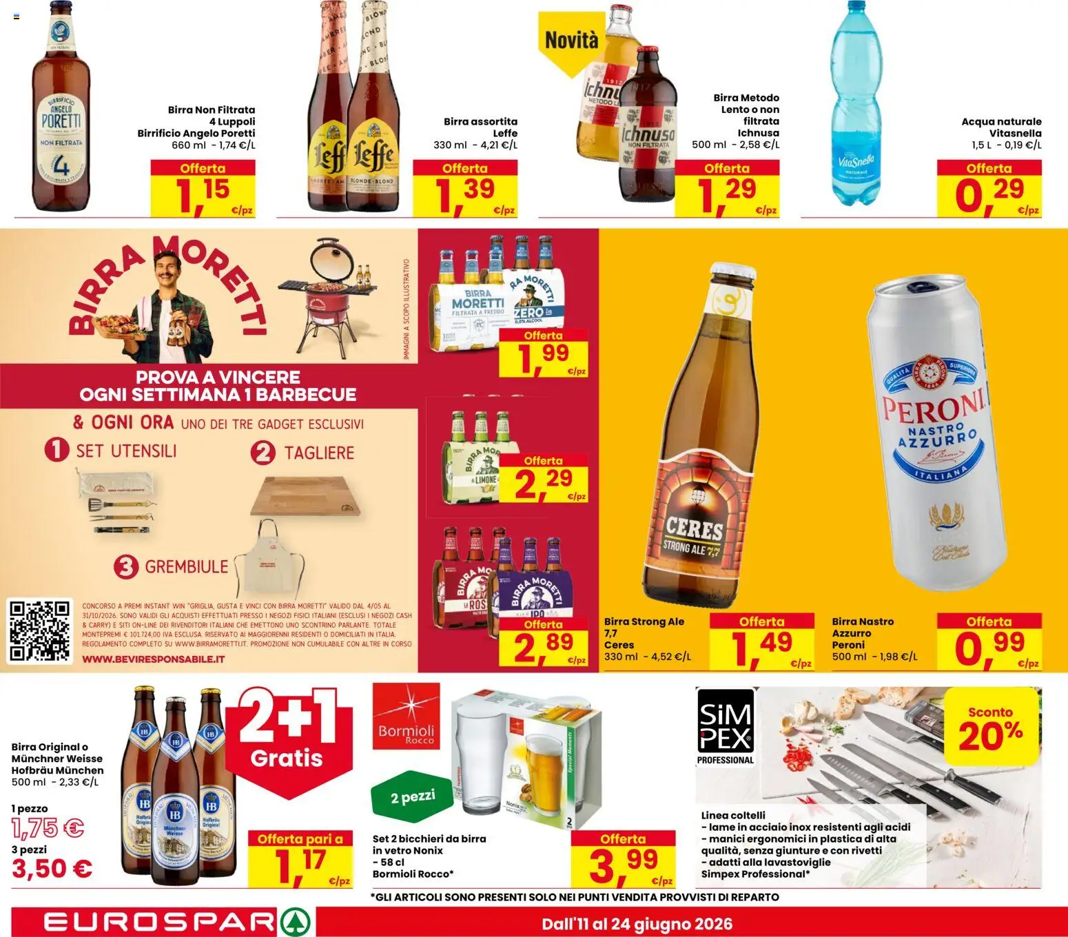 Volantino Eurospar del 11.06.2026 | Pagina: 8 | Prodotti: Birra, Birra Moretti, Lavastoviglie, Ceres